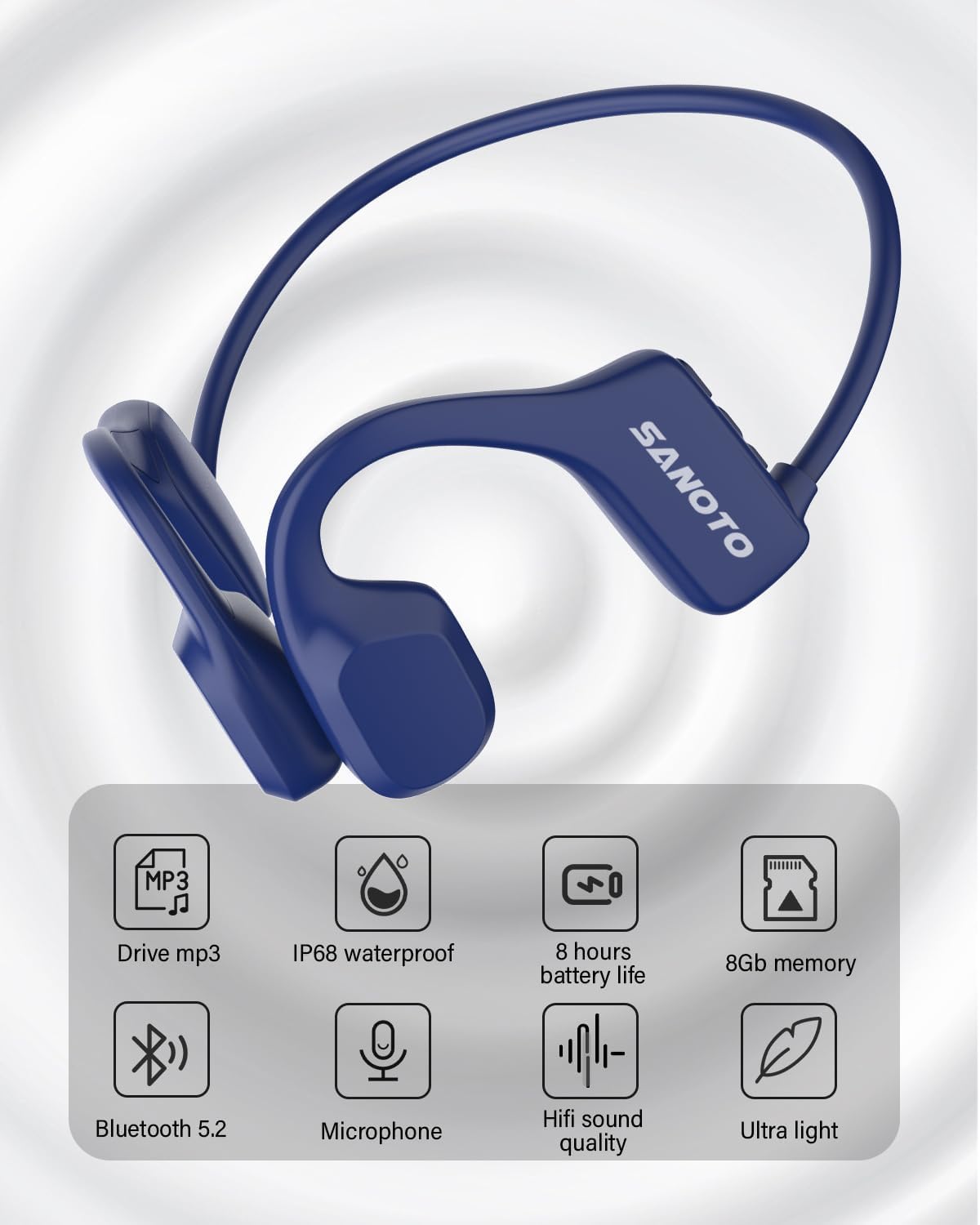 Thumbnail 5 de SANOTO Bone Conduction Headphones (Open-ear) with Bluetooth 5.3 and IPX5 sweatproof rating