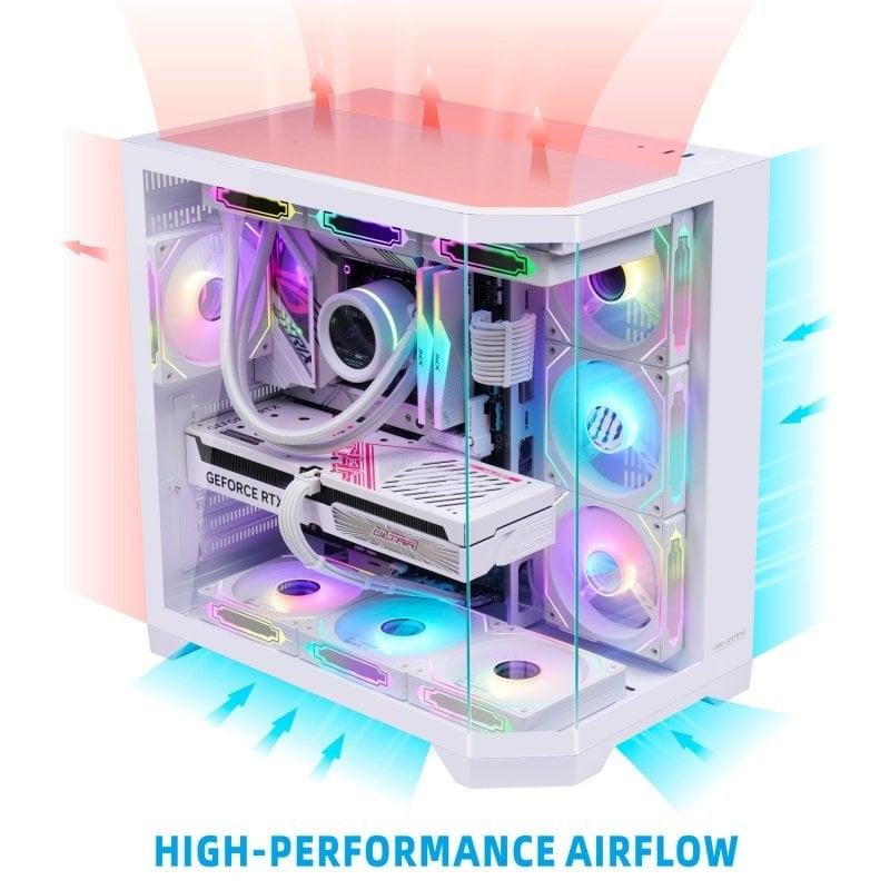 Detalle 2 de ProGaming Banshee Blanco: Caja PC Cube Tower ATX con 7 Ventiladores ARGB Reverse