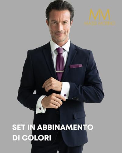 Thumbnail 2 de Massi Morino Cravatta Lilla con Fazzoletto da Taschino Set Uomo 5 in 1 | Matrimonio e Cerimonie