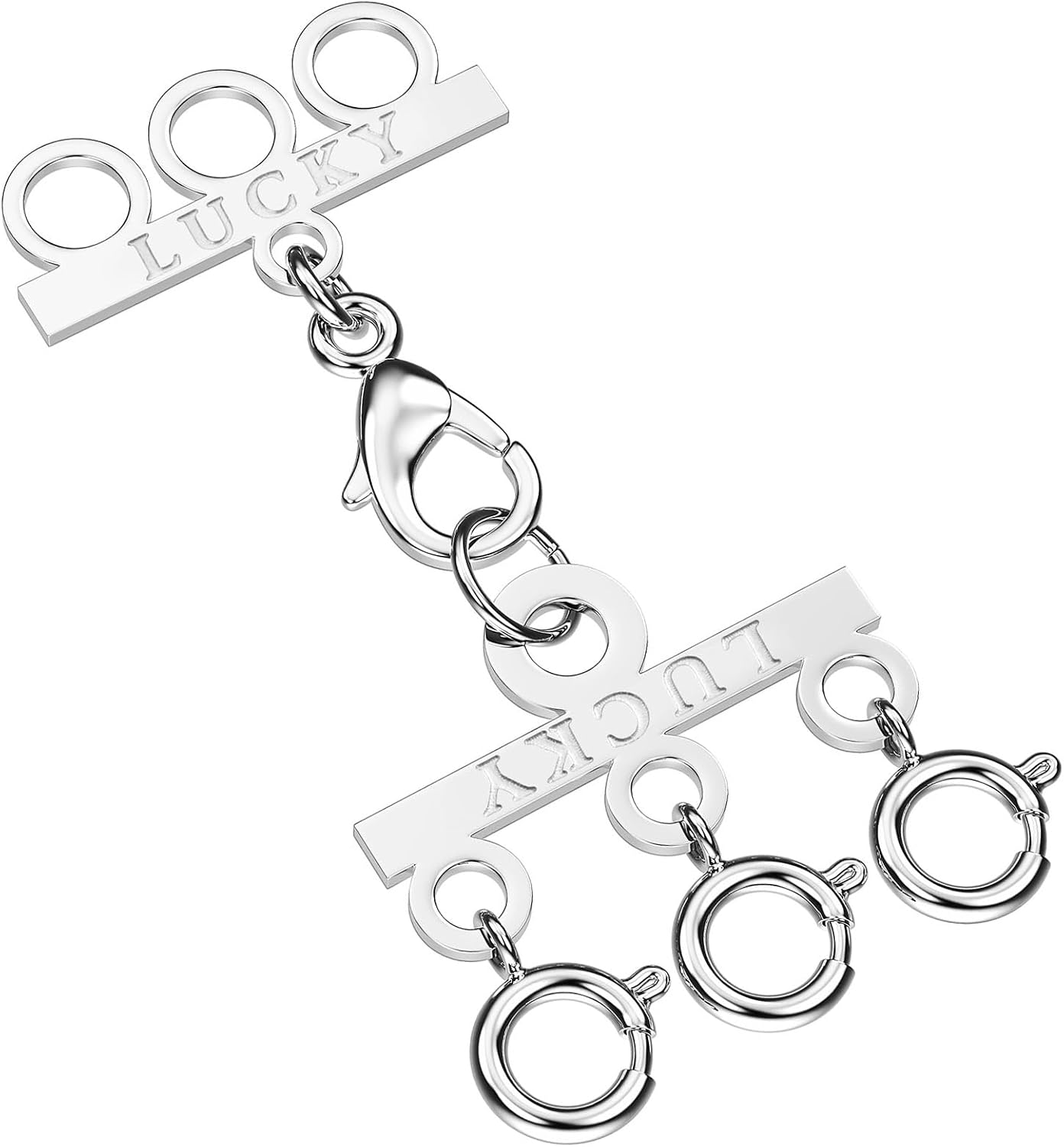 Detalle de OHINGLT 01 Necklace Layering Clasp, Triple Silver Stainless Steel