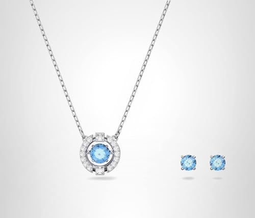 Thumbnail 8 de Swarovski Set Una Round Blu Placcato rodio – Orecchini a lobo e collana