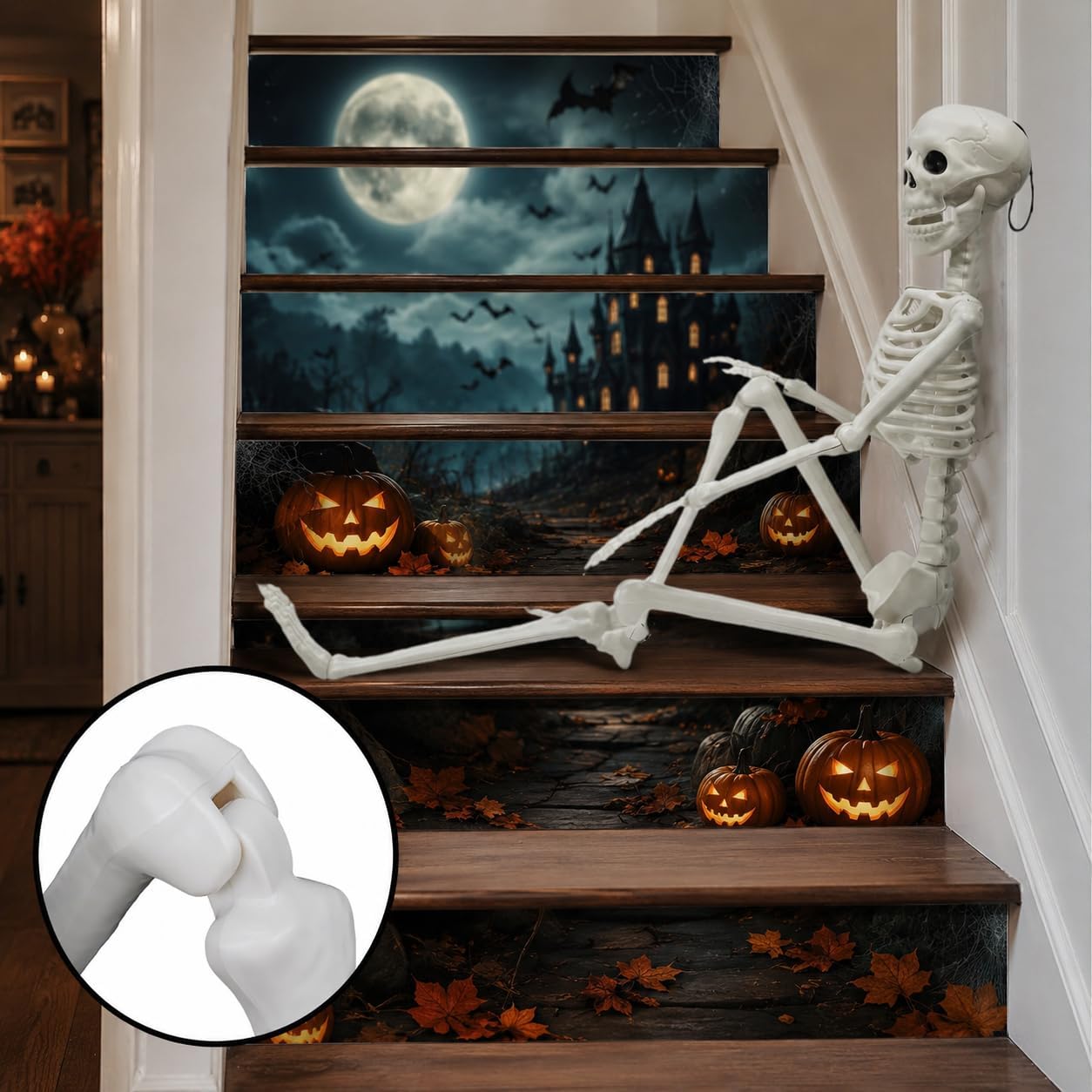 Detalle 1 de IDEAALS SHC Lighted Human and Cat Skeleton Halloween Decorations, 3-Foot Set