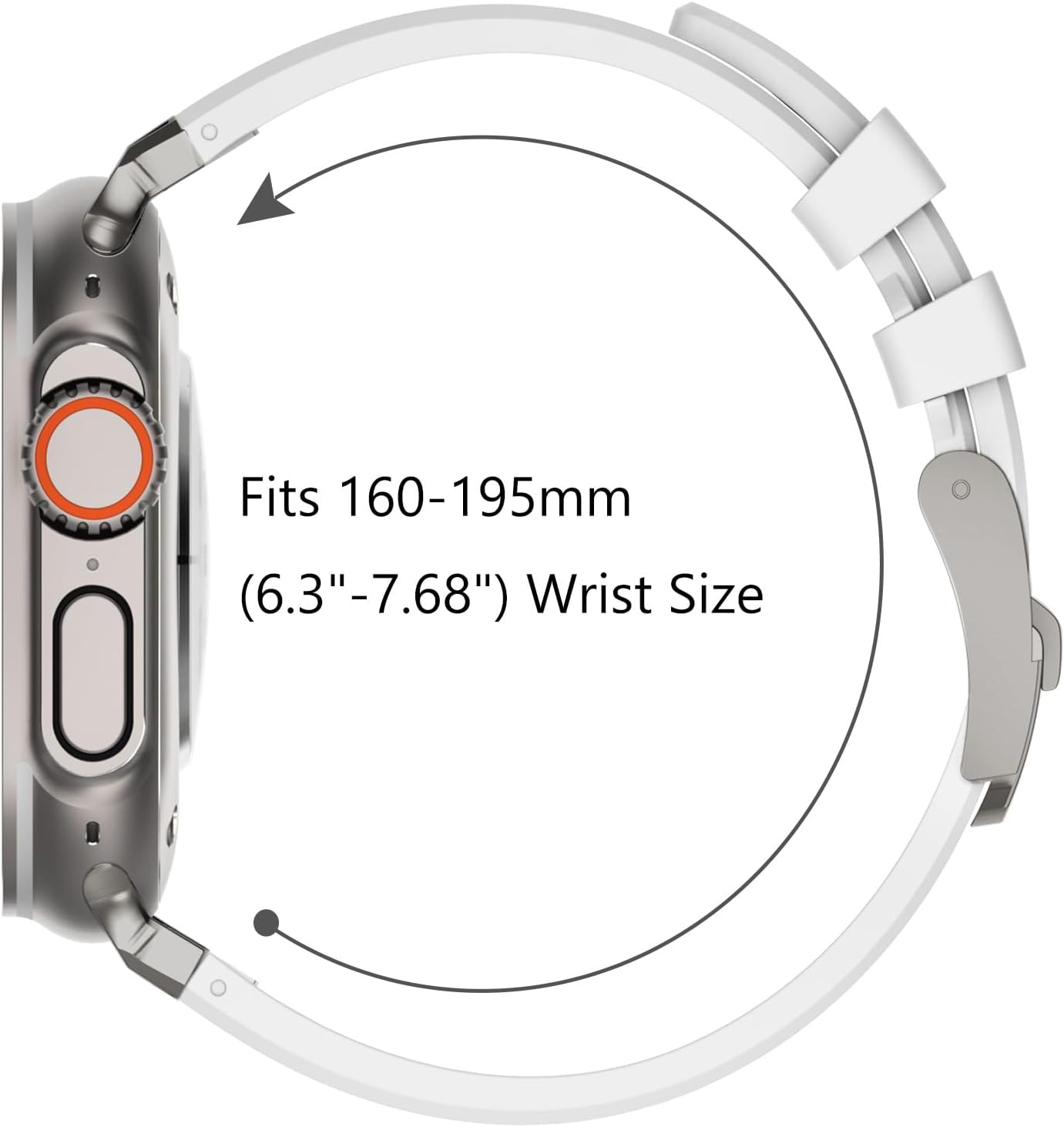 Detalle 1 de NewWays silicone strap with stainless steel connectors (White/Titanium) for Apple Watch 42mm/41mm/40mm/38mm