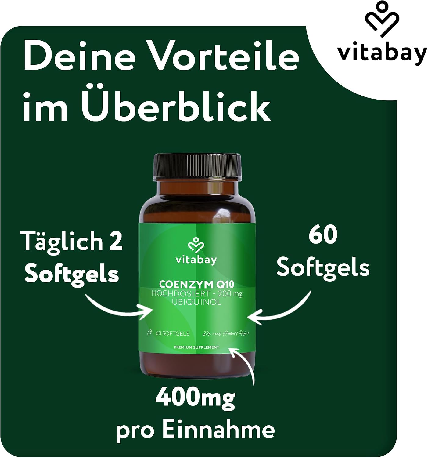 Thumbnail 4 de Vitabay Coenzym Q10 Ubiquinol 200 mg 60 Kapseln