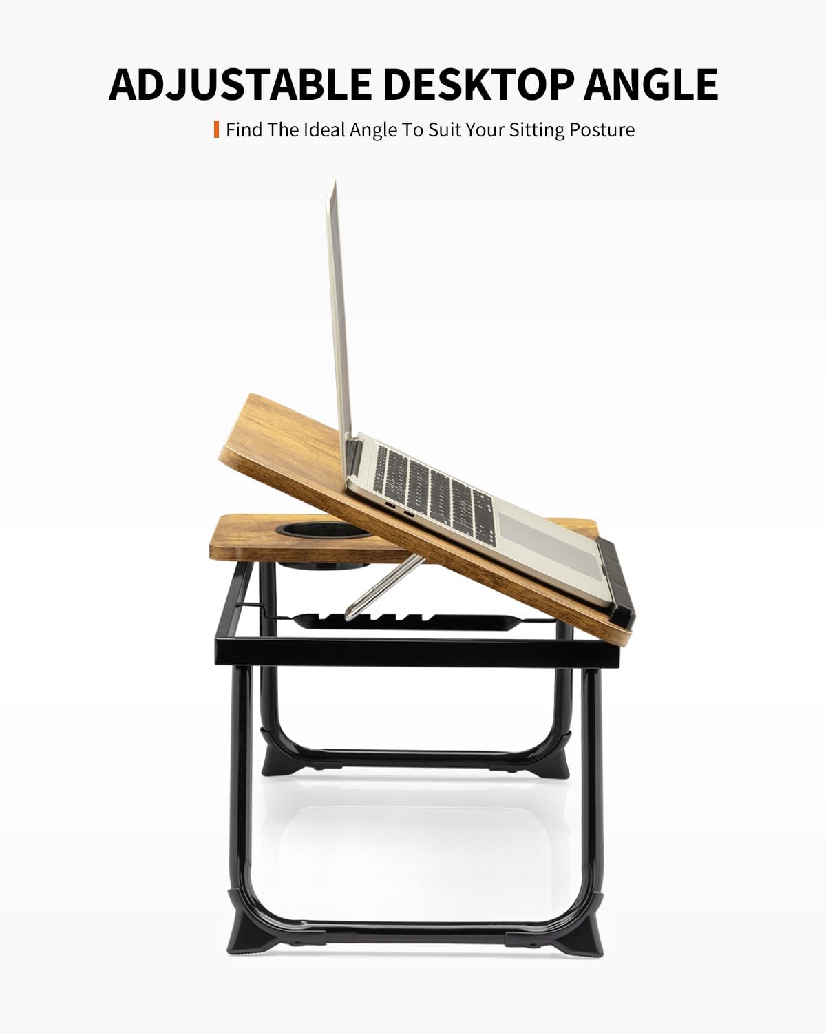Thumbnail 2 de FISYOD FIS02 Foldable Laptop Desk, Adjustable Split Top, Cup Holder, Brown