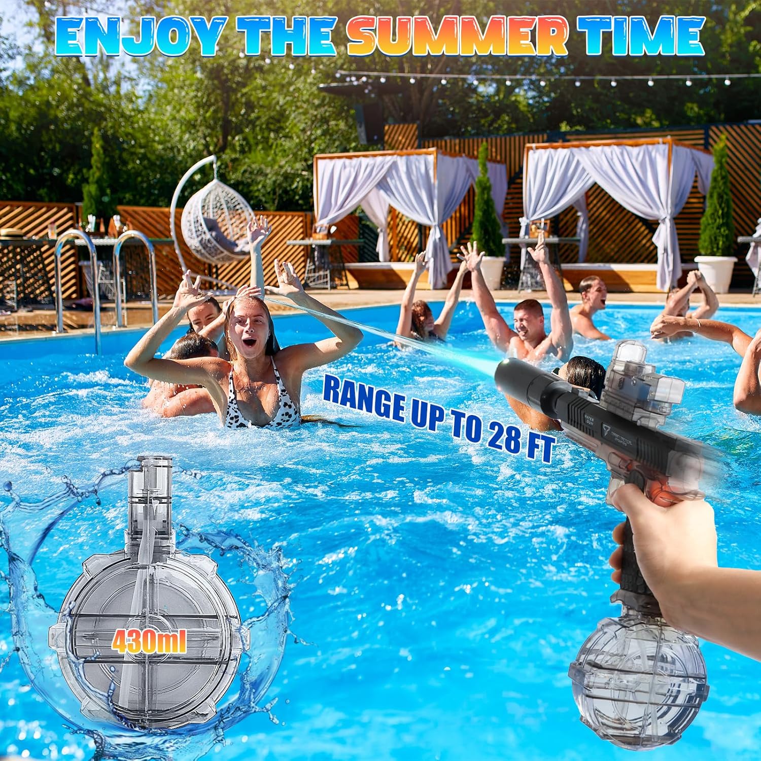 Thumbnail 2 de Jovicos elektrische Wasserpistole mit Licht & Automatik-Ladesystem – Reichweite bis 8,5 Meter, 430-ml-Tank