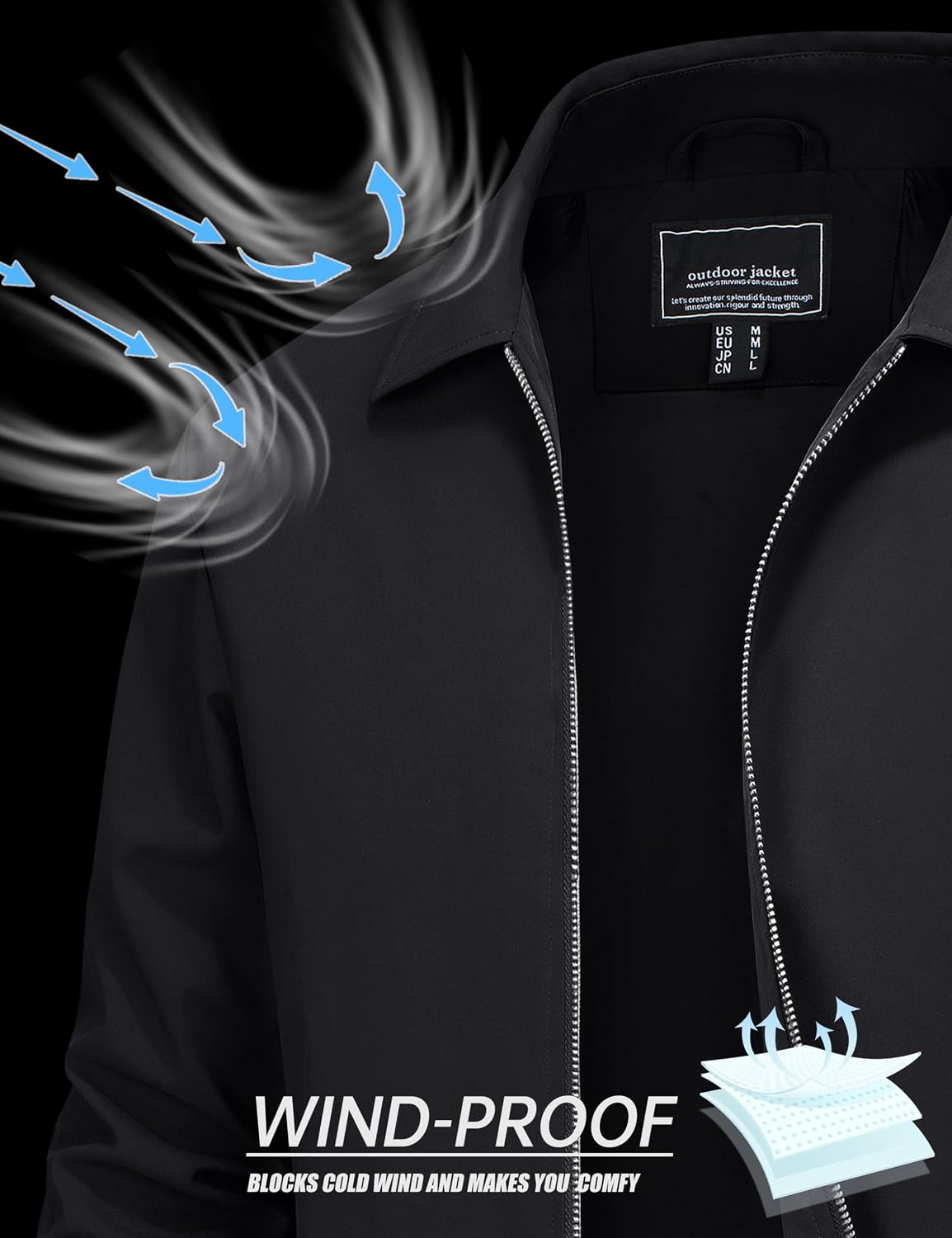 Detalle de MAGNIVIT MT-420 Men's Lightweight Windbreaker Jacket, Waterproof, Windproof