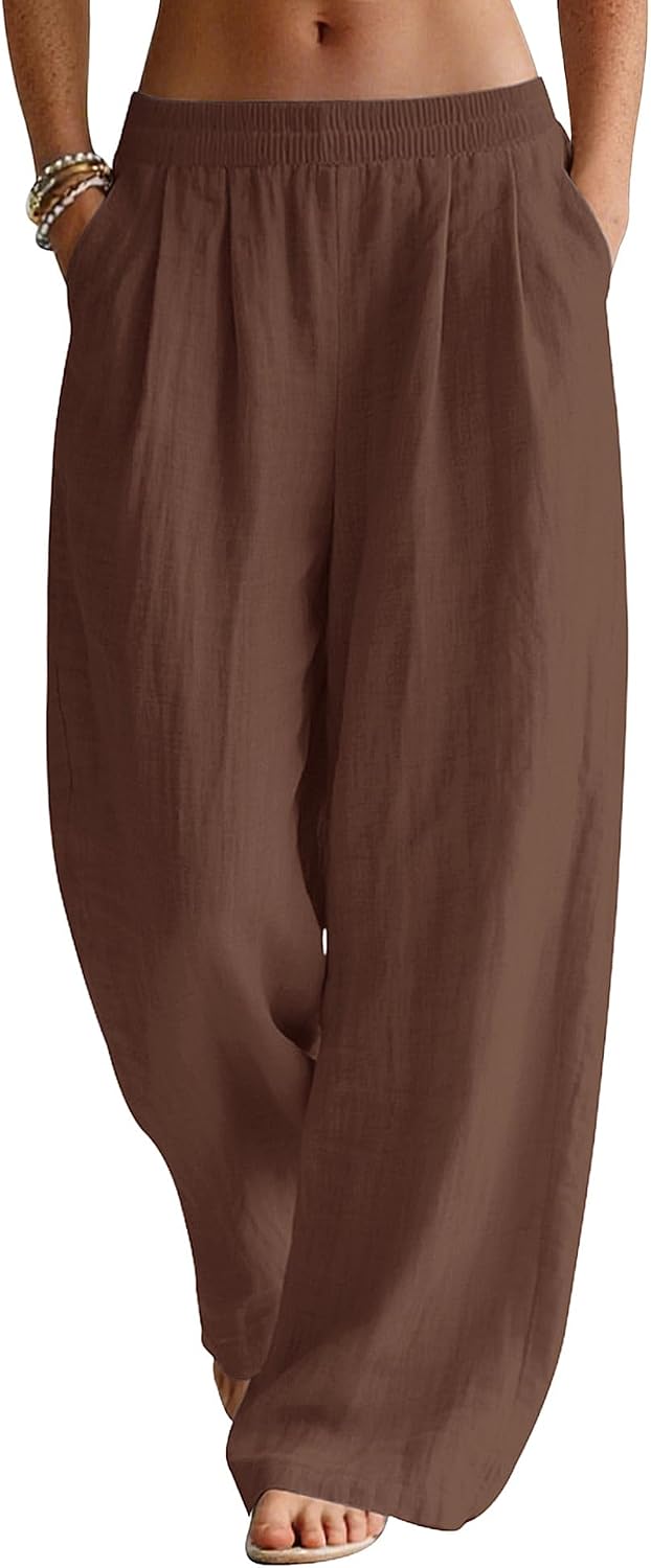 Detalle de Rapbin Linen Trousers Womens Wide Leg Pants