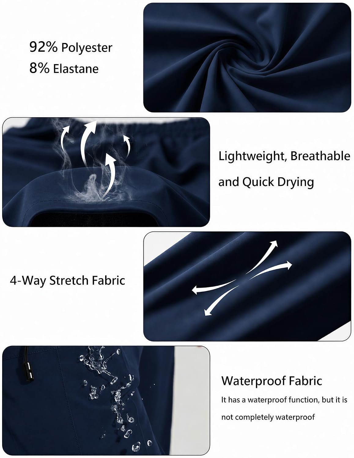 Thumbnail 2 de ZENGVEE Men's Hiking Cargo Shorts, Water-Resistant with 5 Zipper Pockets