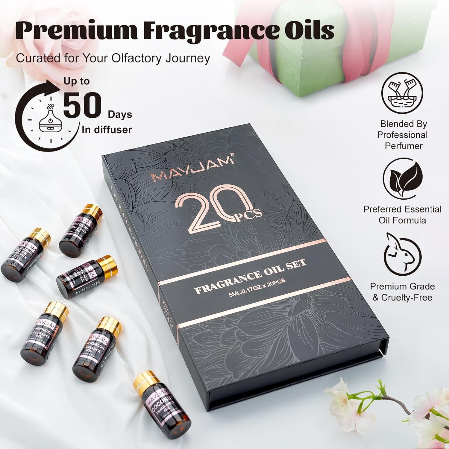 Detalle de MAYJAM Juego de 20 aceites aromáticos para difusor