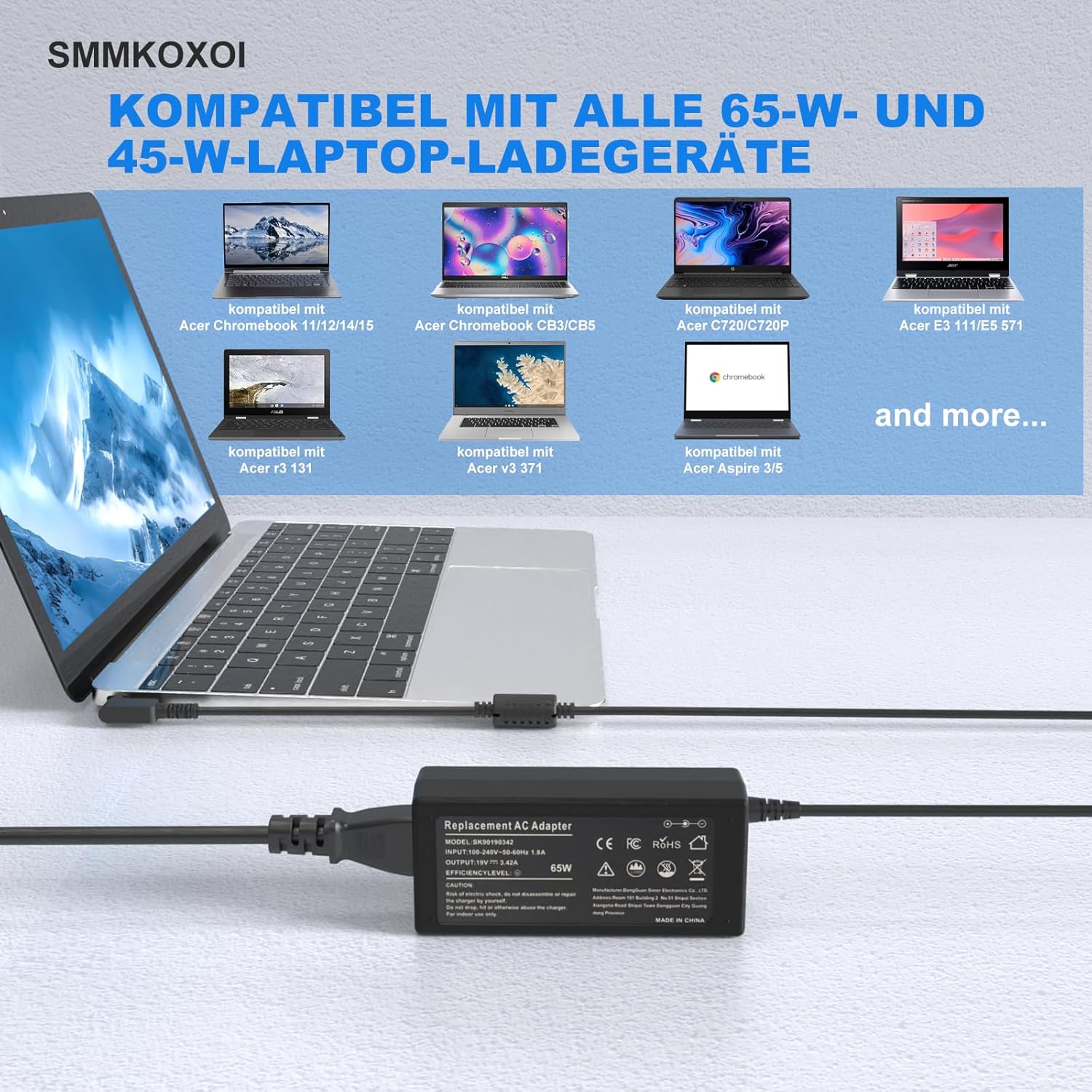 Thumbnail 6 de 65W Acer Laptop-Ladegerät kompatibel mit Acer Aspire & Swift Serien – vielseitiges Ersatznetzteil