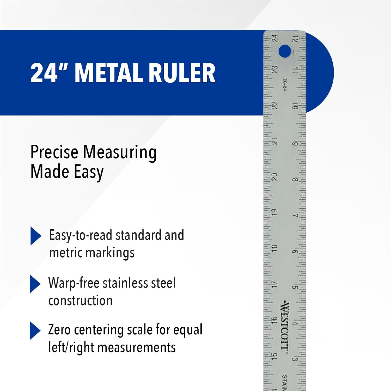 Detalle de Westcott stainless steel ruler, 24 in