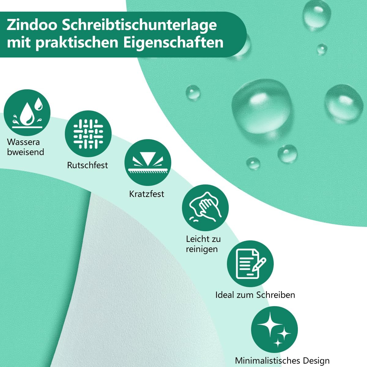Thumbnail 2 de Zindoo Schreibtischunterlage Aqua Grün 120x60 cm