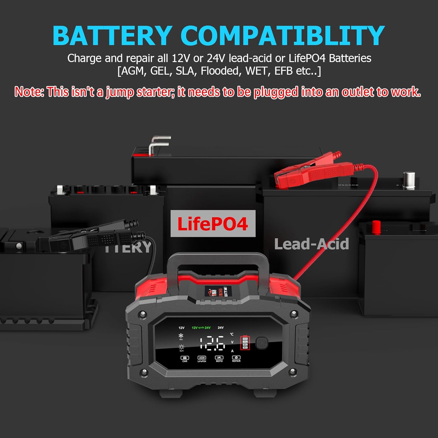 Thumbnail 1 de YONHAN Battery Charger 20A 12V/24V automotive battery charger