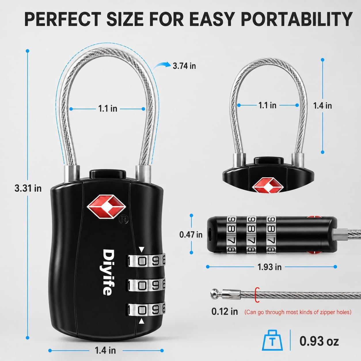 Thumbnail 5 de Diyife TSA Luggage Locks 3-digit combo pack 🔒