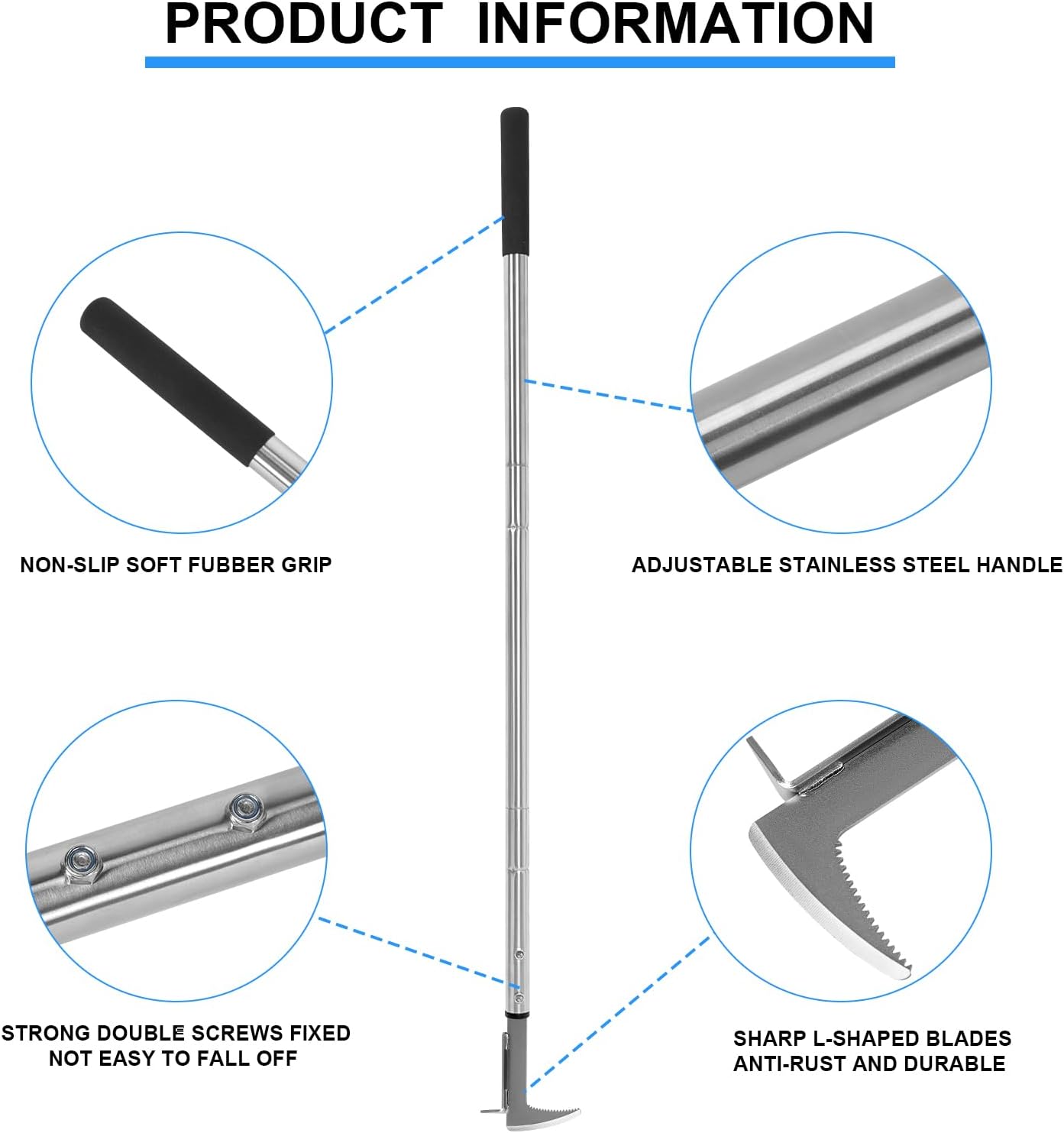 Thumbnail 6 de Couteau désherbeur Manuel à Manche Long réglable (140-104-65 cm) – outil ergonomique pour désherber les joints et fissures