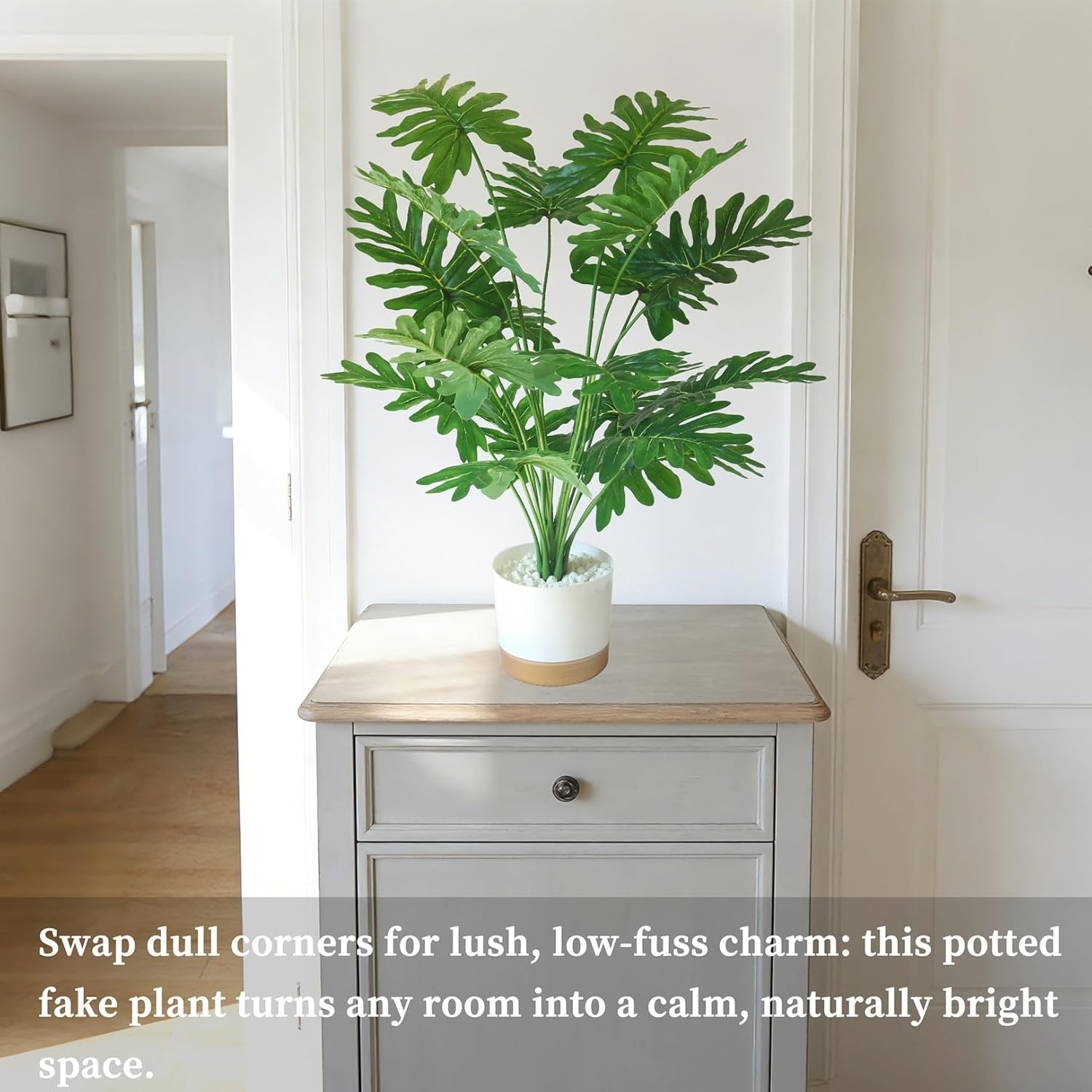 Thumbnail 6 de YXYQR Realistic 60cm Potted Artificial Philodendron Selloum (with pot) for indoor or outdoor decor