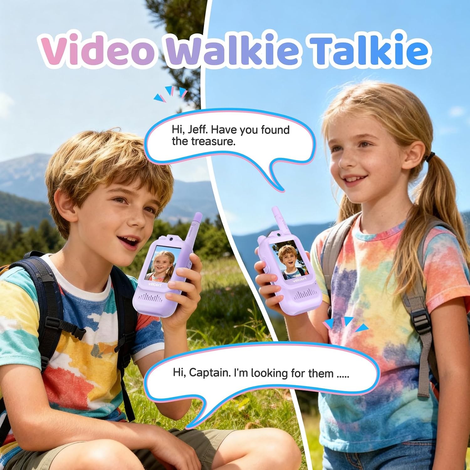 Detalle 1 de vilicert Kids Video Walkie Talkies with Voice Changer, 11 Channels, Purple