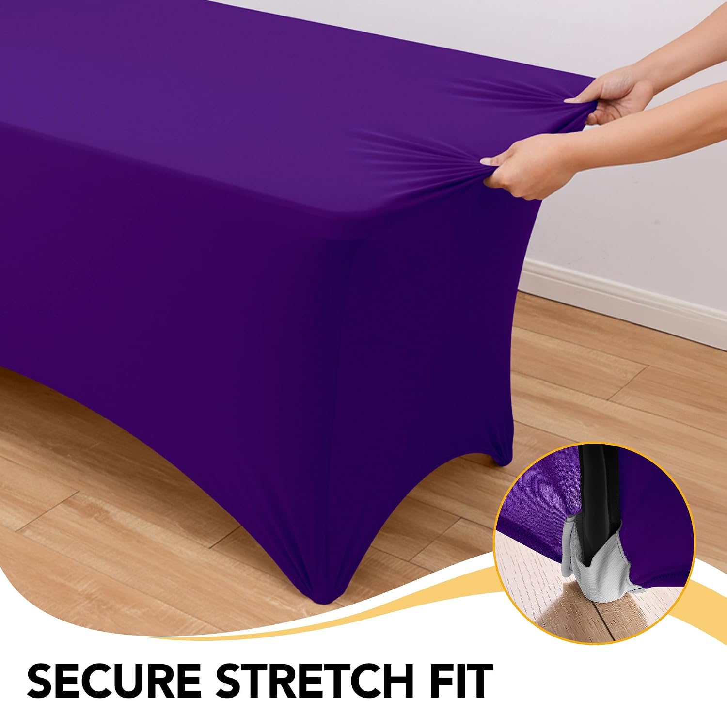 Detalle de Dailyset 6-Pack Premium Purple Spandex Tablecloths for 8ft Rectangular Tables