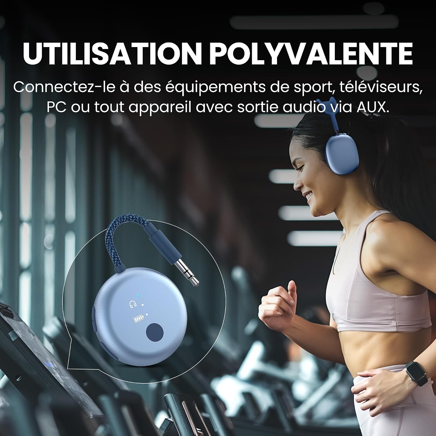 Detalle de Avantree SoundJet R1 – Adaptateur avion Bluetooth pour AirPods et écouteurs, aptX Adaptive, 20 h d’autonomie