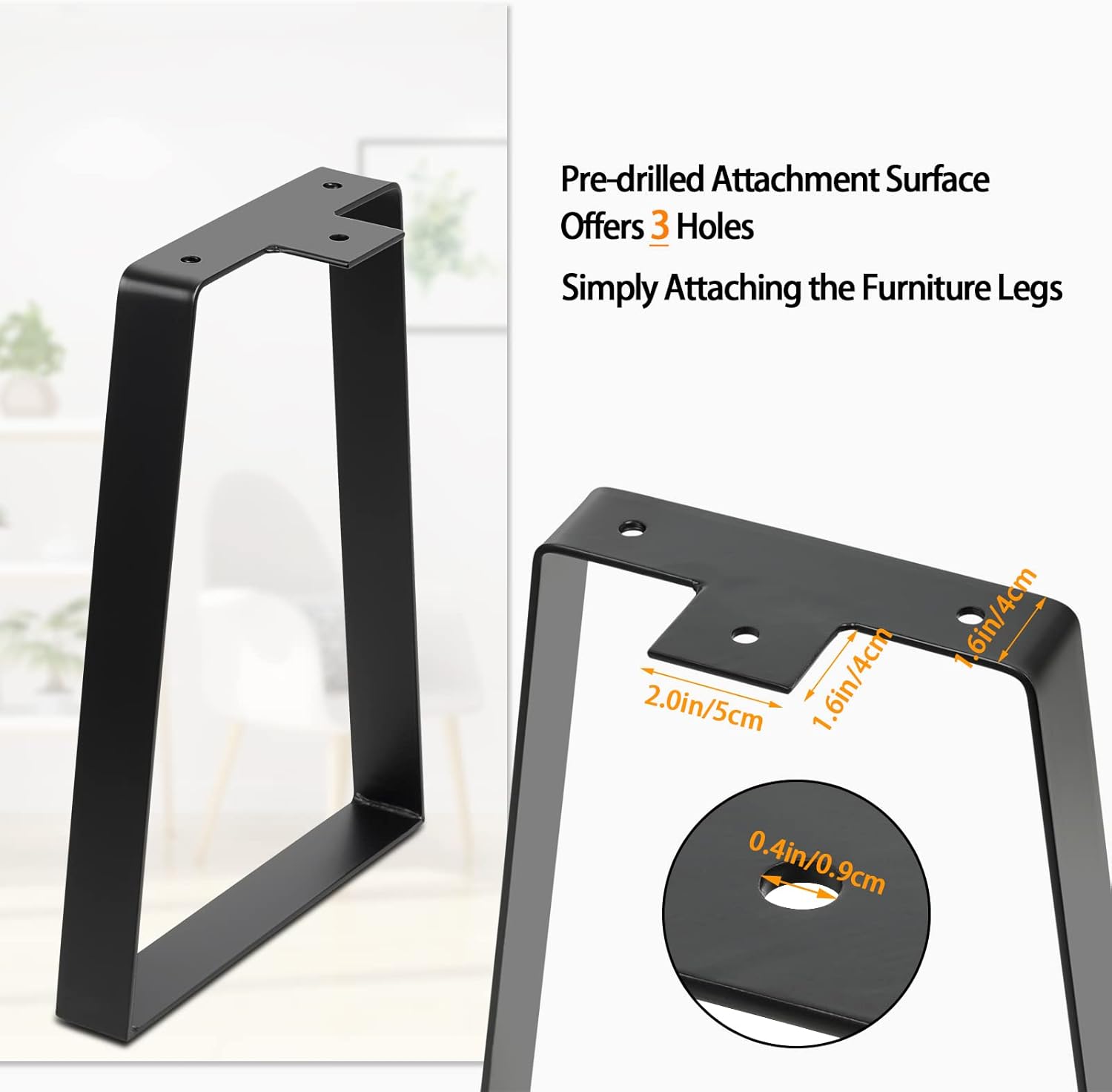 Detalle 2 de Signstek trapezoidal metal furniture legs (2x), 14 inch/35cm, black – DIY coffee table support