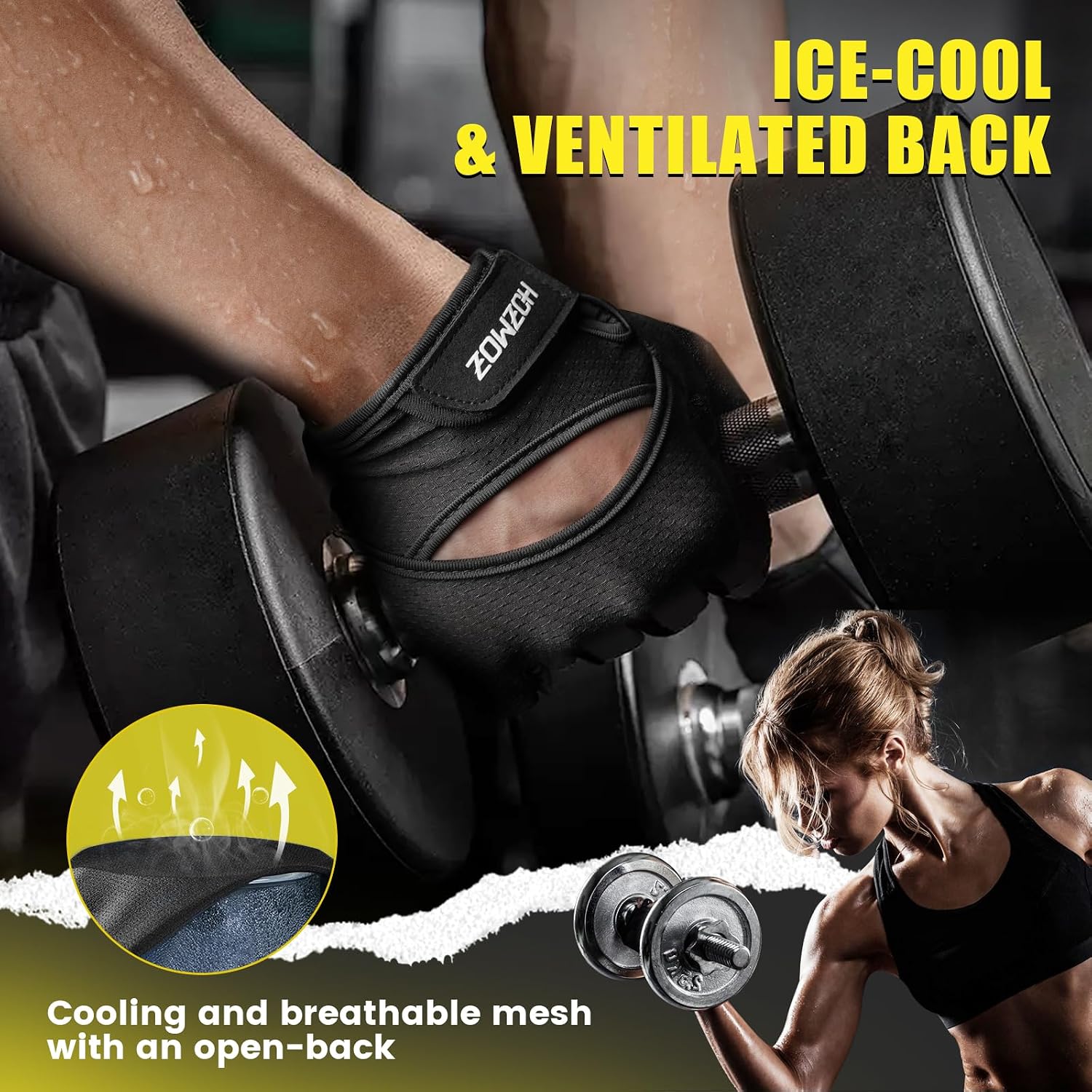 Detalle 2 de HOZMOZ Ventilated Workout Gloves with 6mm Padding and Full-Palm Grip