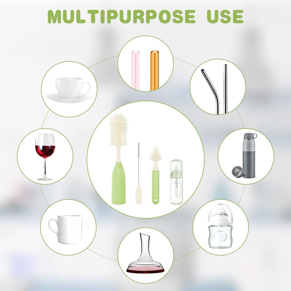 Thumbnail 6 de Vicloon Press-to-Foam Baby Bottle Brush Set: 3‑in‑1 Silicone Cleaning for Bottles, Nipples and Straws