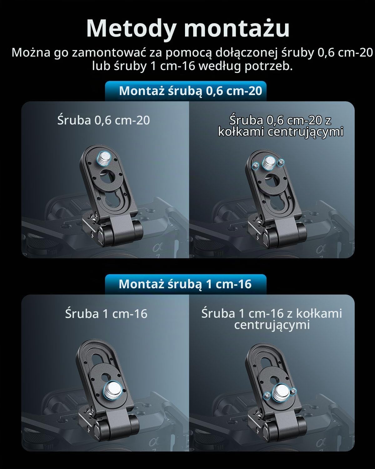 Detalle de SMALLRIG MD5712 – składana miniaturowa płytka montażowa L, udźwig 1,2 kg