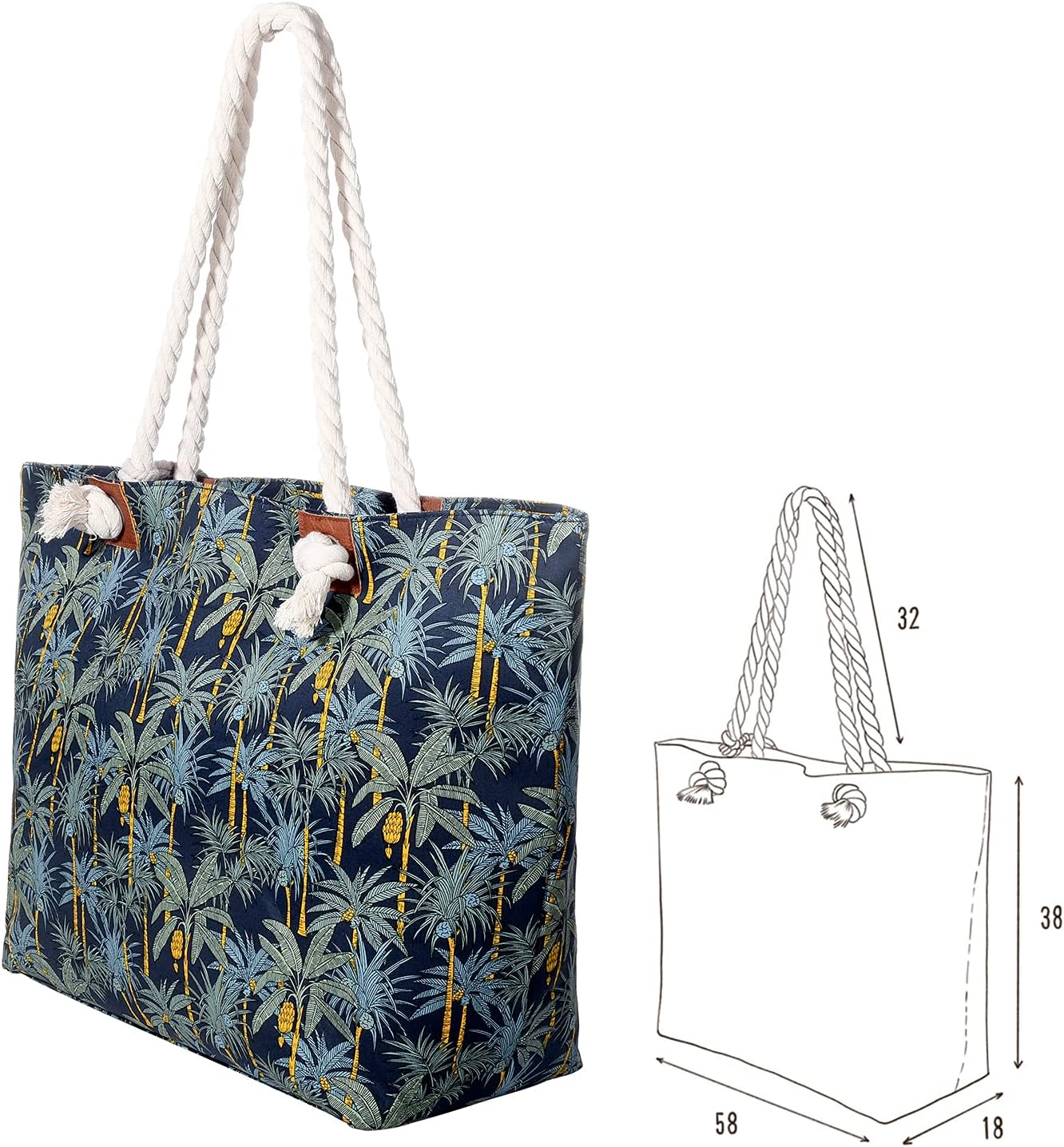 Thumbnail 3 de MASADA Badetasche XXL „Familie“ – große Strandtasche mit Reißverschluss Jungle Tree