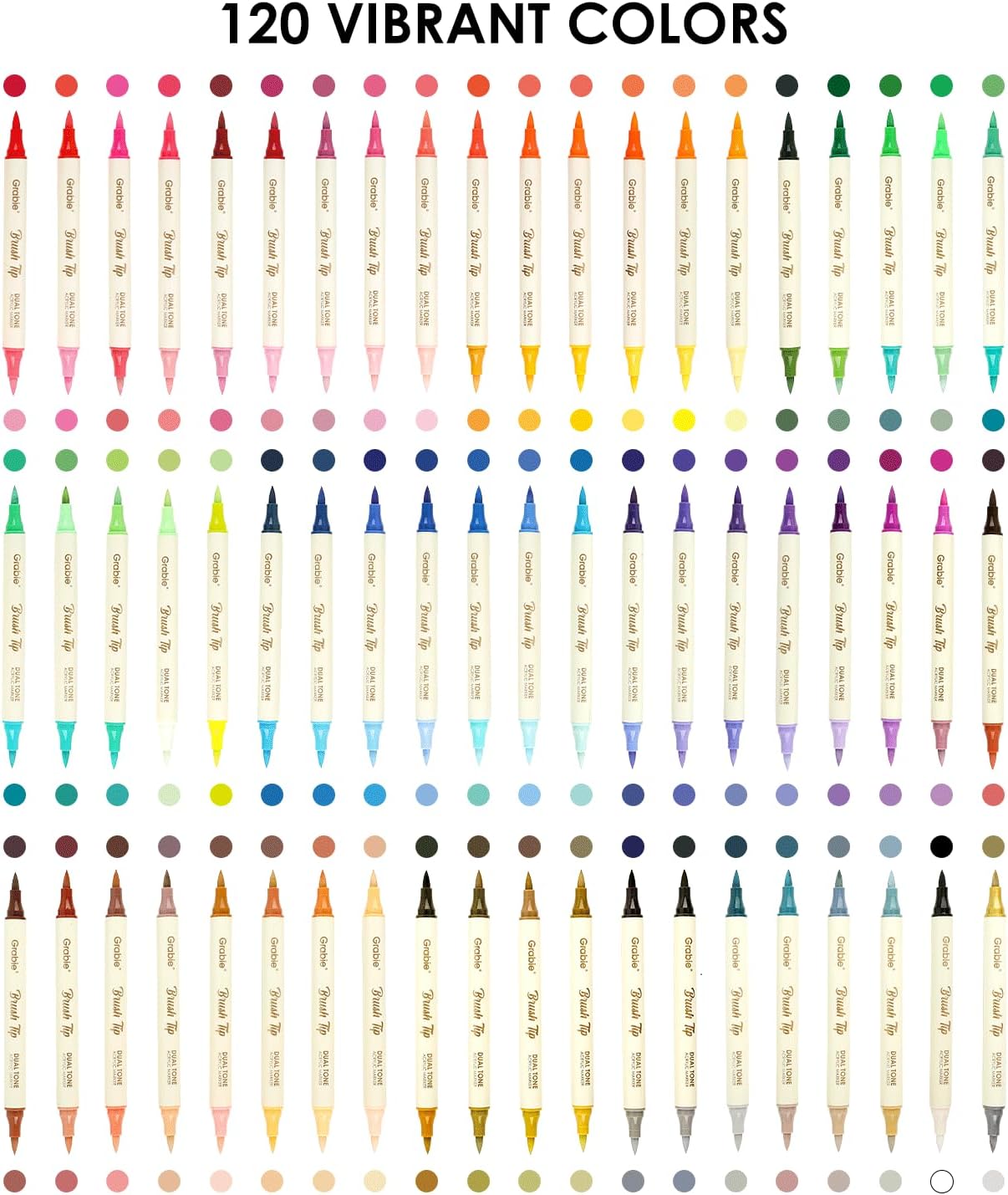 Thumbnail 6 de Grabie Set pennarelli acrilici a doppia punta, 120 colori — pennarelli per legno, carta e tessuti