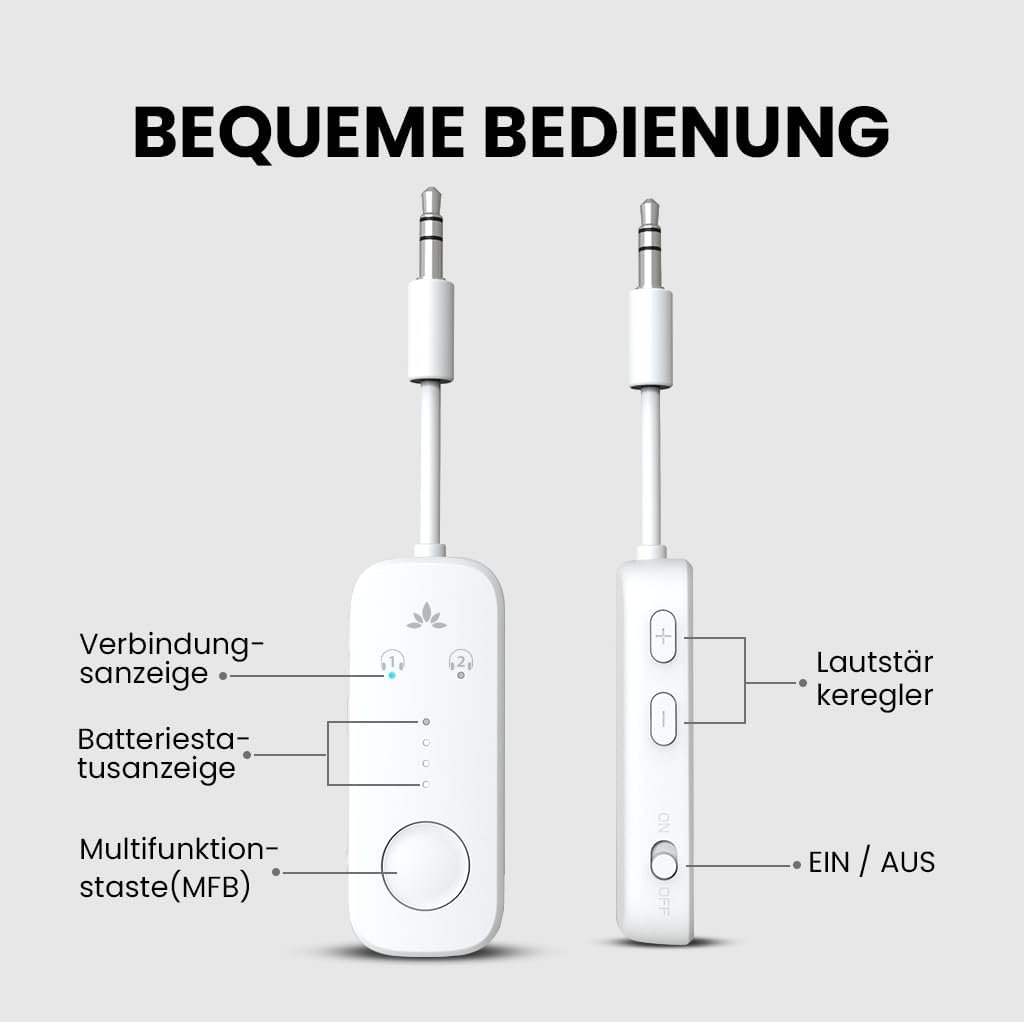Thumbnail 5 de Avantree Relay Bluetooth 5.3 Adapter für Flugzeug mit Qualcomm aptX Adaptive (3,5-mm AUX Transmitter)