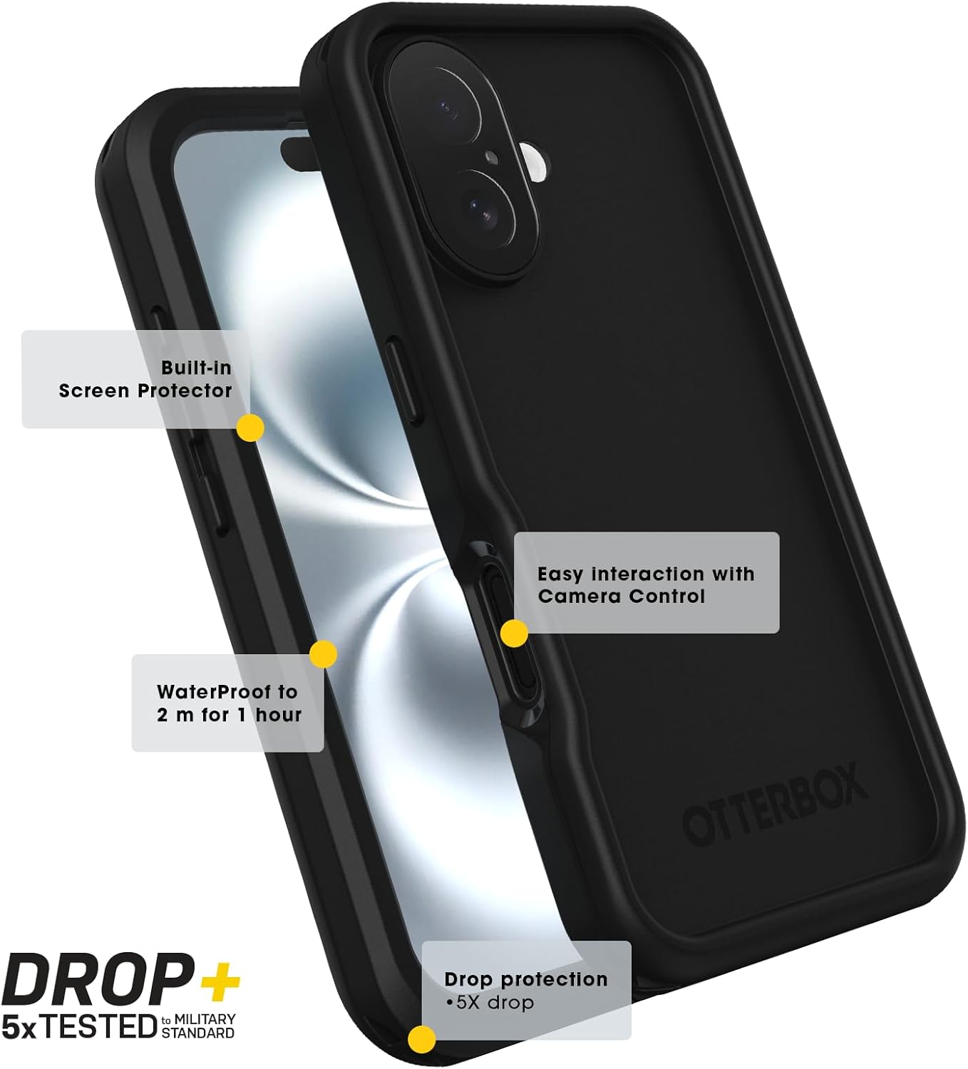 Thumbnail 5 de OtterBox FRĒ Series Waterproof Case for iPhone 16 Pro Max — Designed by LifeProof, Black