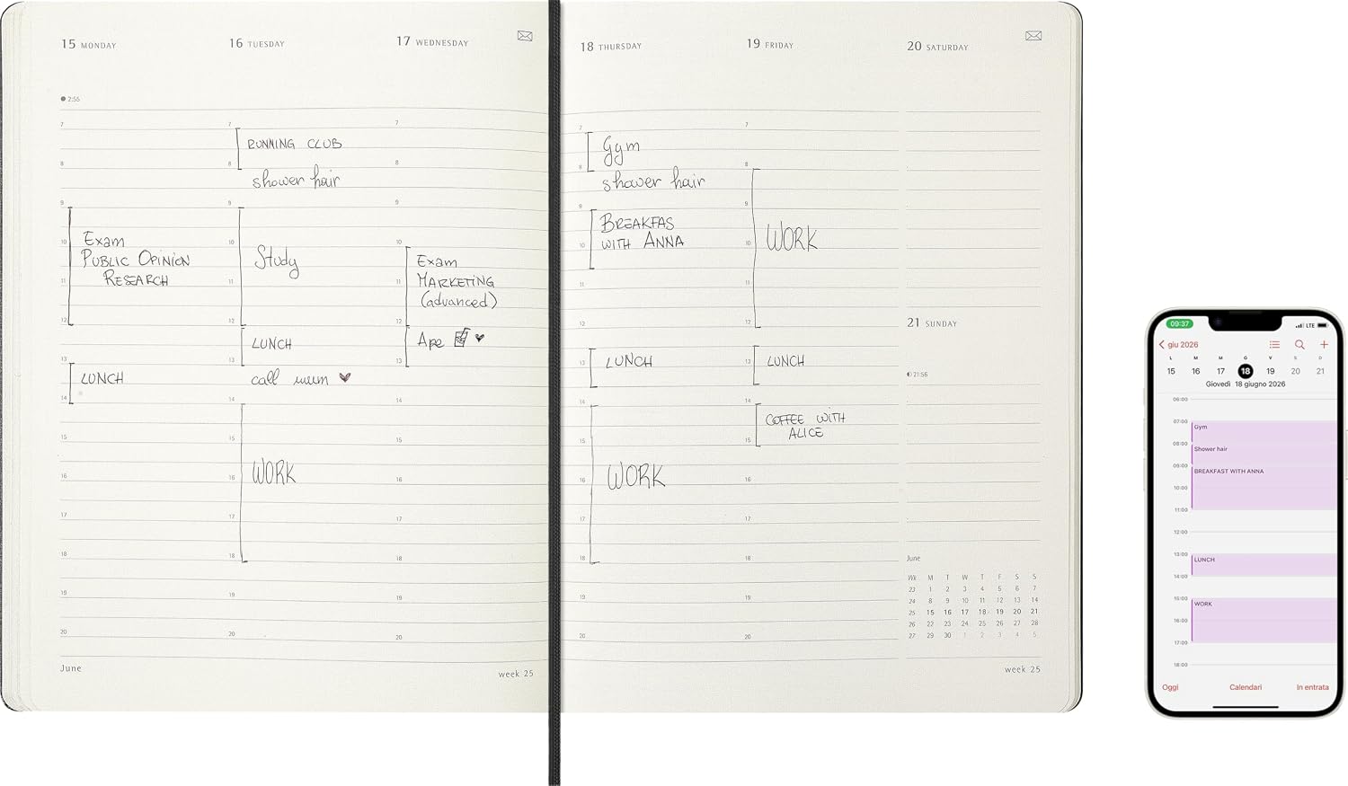 Detalle 2 de Moleskine Smart PRO Planner 2026 Extra Groß 19x25 cm
