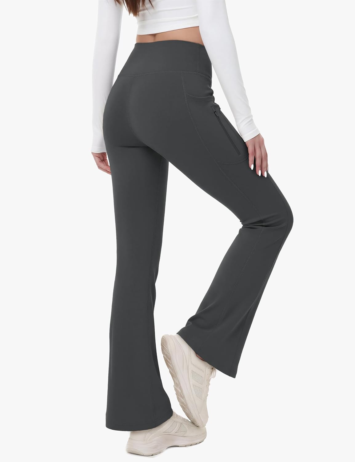 Detalle 2 de MAGCOMSEN Women's Fleece-Lined Flare Leggings, Water-Resistant with 3 Pockets