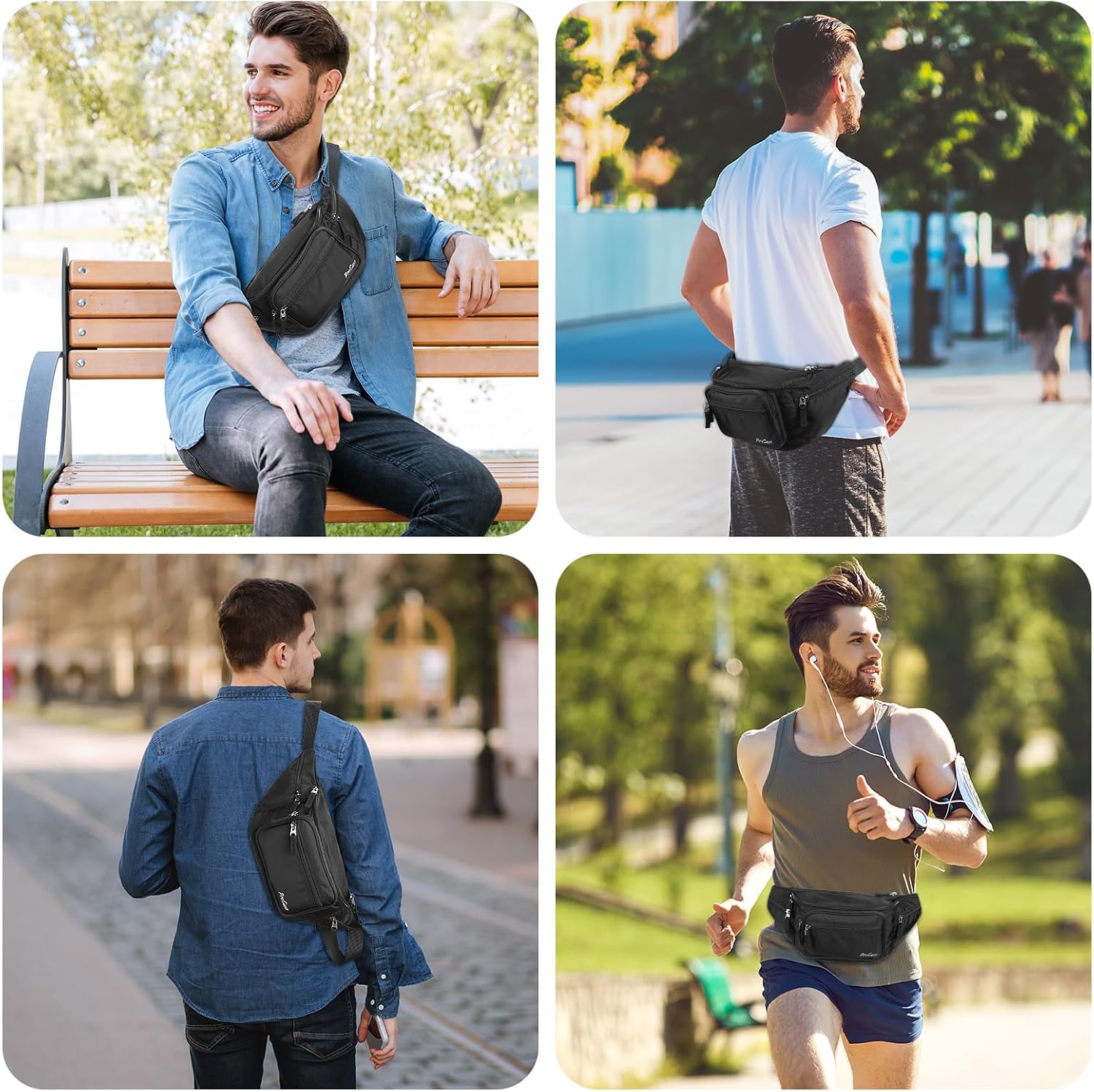 Detalle 2 de ProCase Große Bauchtasche 6 Taschen