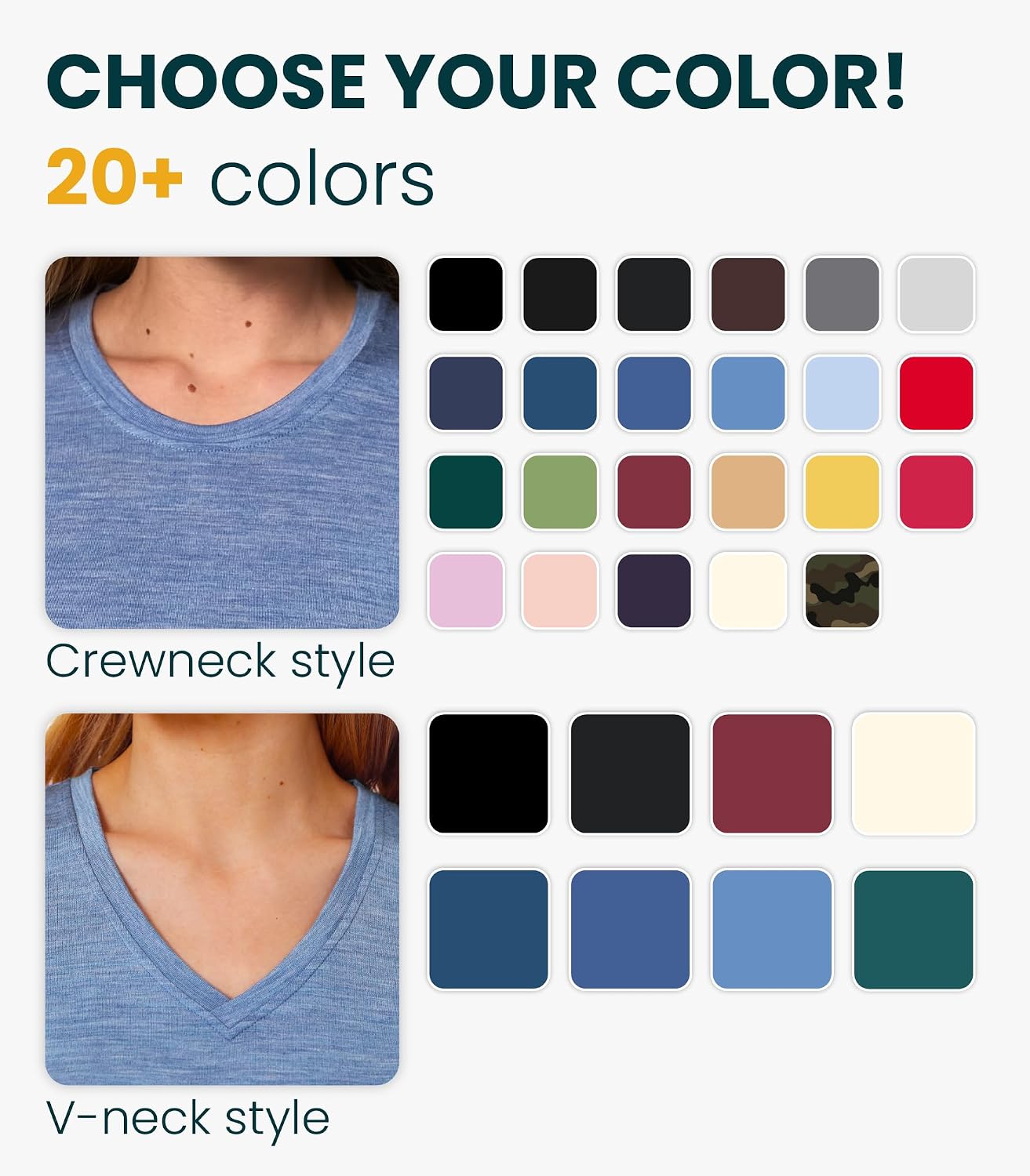 Detalle de Merino.tech 100% Merino Wool T-Shirt for Women (Base Layer Short Sleeve) + Hiking Socks Set