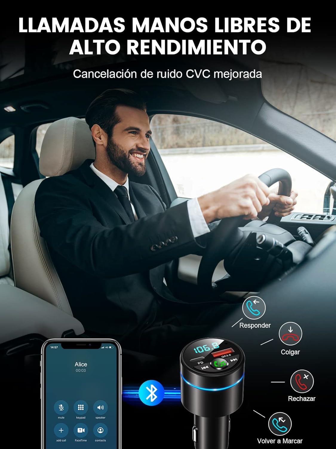 Detalle 2 de Mohard Transmisor FM Bluetooth 5.3 🔊