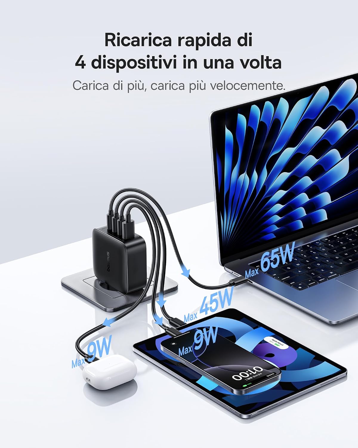 Thumbnail 4 de Baseus Enerfill Caricatore USB C 140W 4 Porte