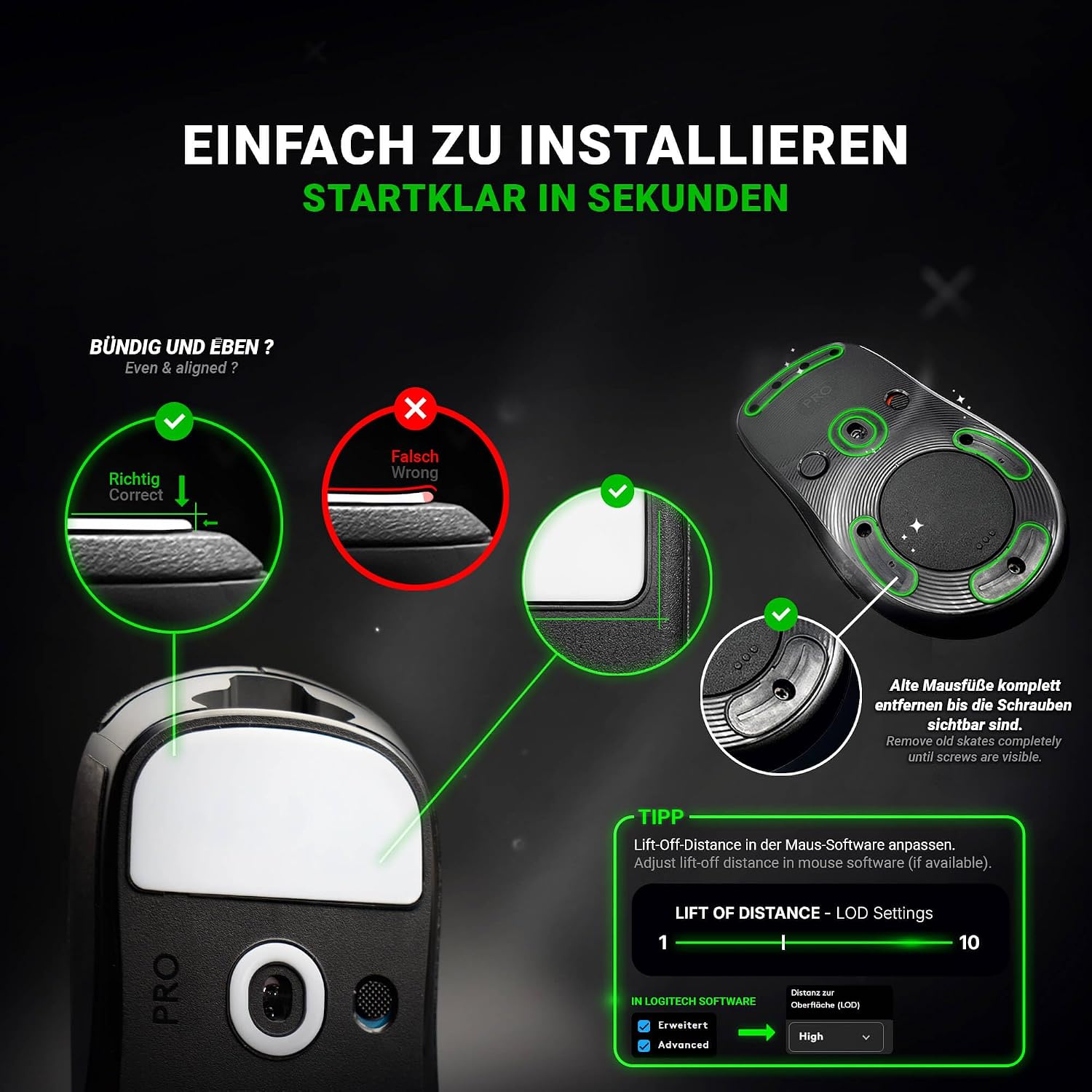 Thumbnail 5 de SensoryBoost HPS Glides (2er-Set) für Logitech G604 – PTFE-Mausfüße für mehr Balance aus Speed & Kontrolle