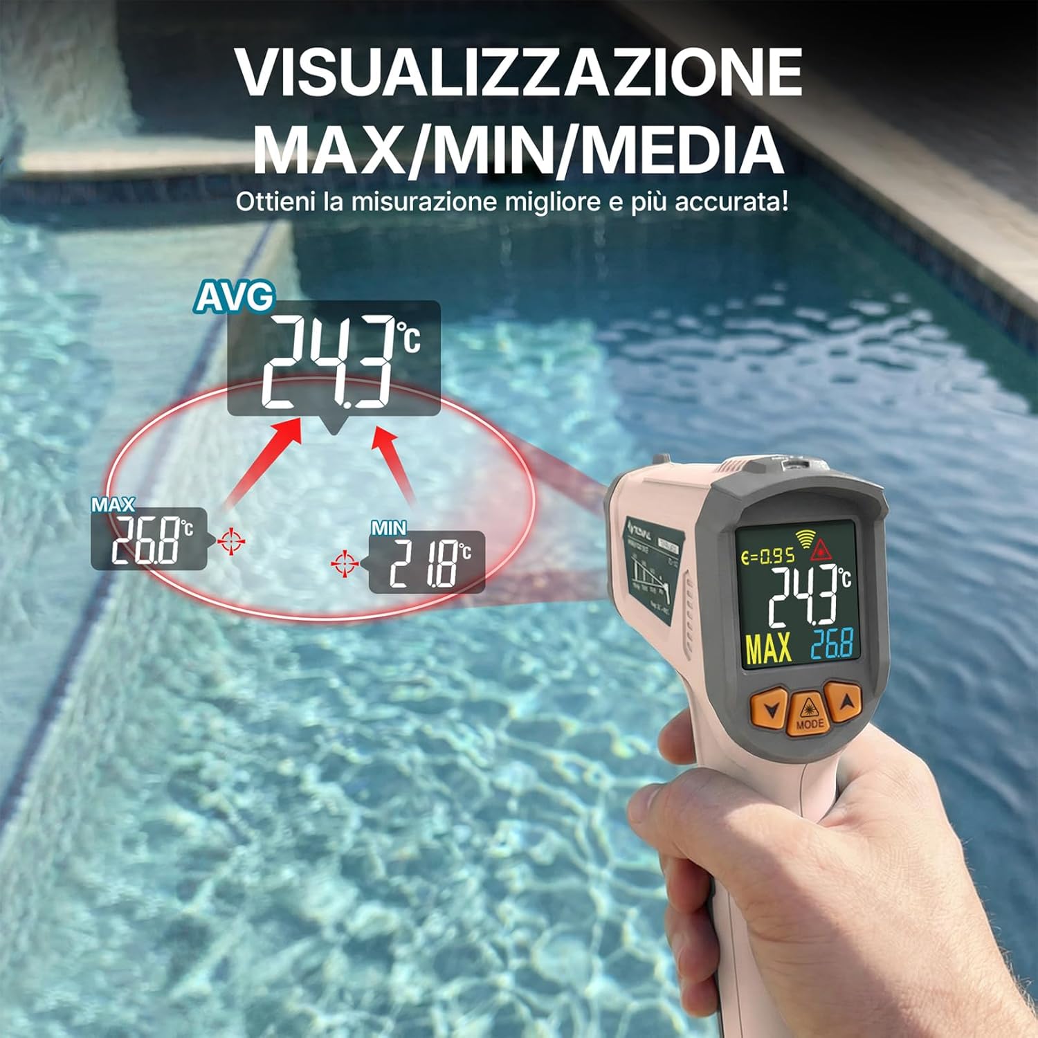 Thumbnail 6 de Tilswall Termometro Infrarossi Professionale con Sonda per Carne e Display LCD a Colori – Rosa