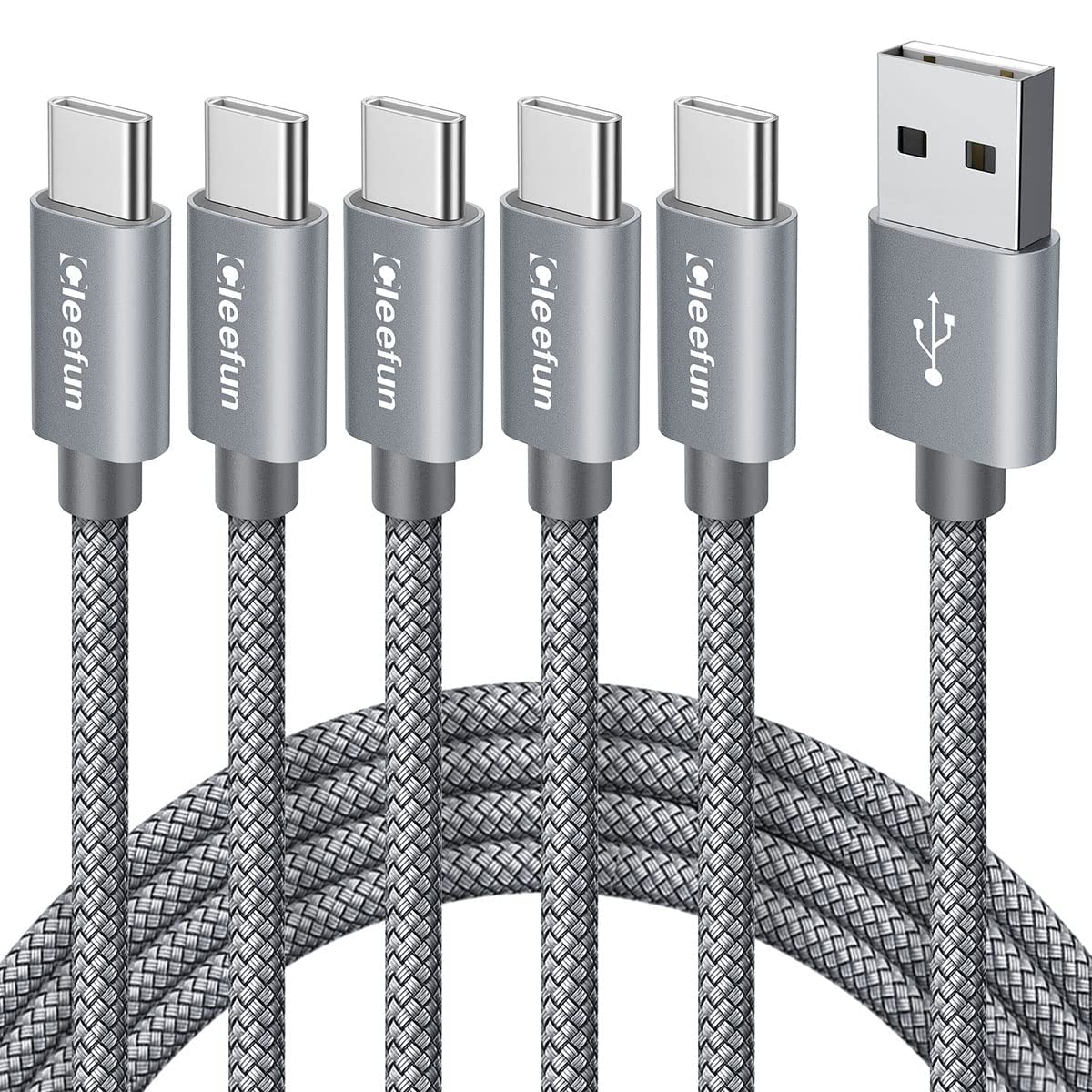 Detalle de CLEEFUN USB-A to USB-C Cable 5-Pack (1m/3ft) with 3A fast charging support