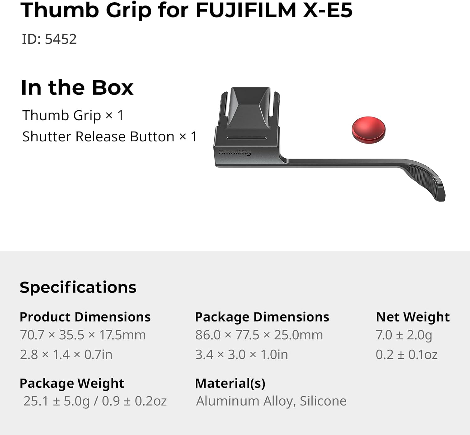 Thumbnail 6 de SMALLRIG impugnatura Thumb Grip X-E5 7 g