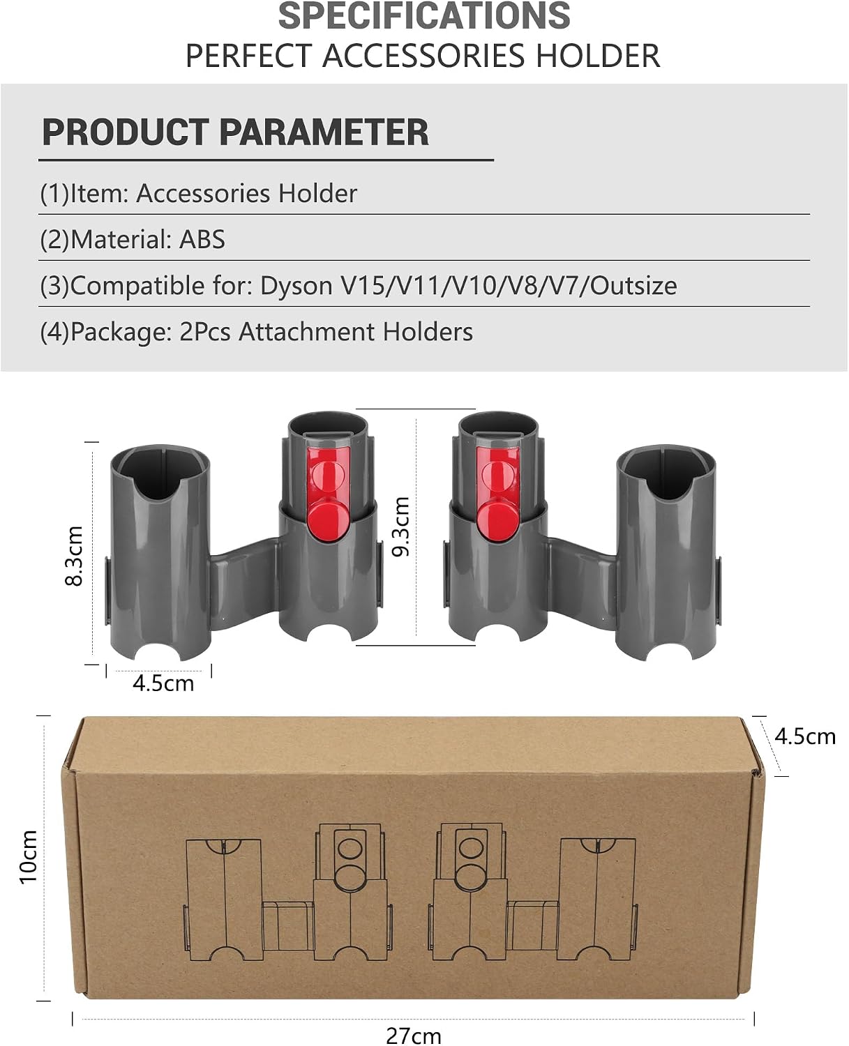 Thumbnail 5 de HAFOEEP 11304294 accessoirehouder voor stofzuiger, 2-pack voor Dyson V7, V8, V10, V11 en V15