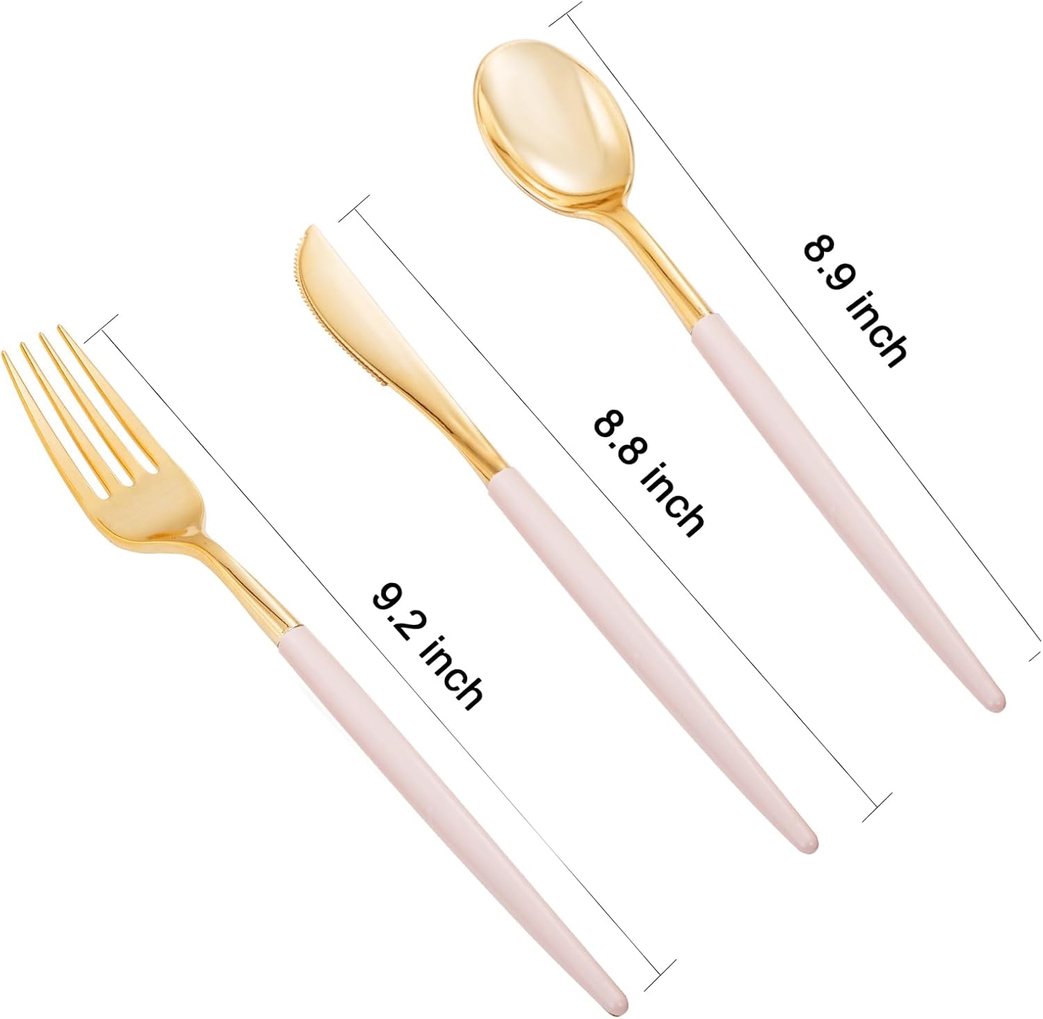 Thumbnail 6 de I00000 300 Pack Gold Silverware with Pink Handle – Pink Plastic Utensils Set (100 forks, 100 knives, 100 spoons)