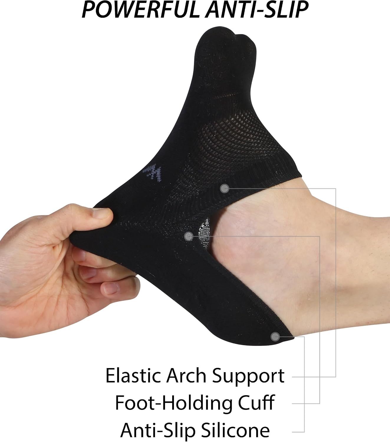 Detalle de Pro Mountain Thin No-Show Socks (Seamless, Wide Toe Box) 6-Pack — Cotton Liner Socks for Wide Feet