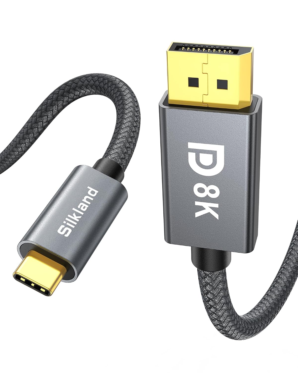 Detalle de Silkland USB-C to DisplayPort 1.4 Cable (8K 60Hz, 4K/2K up to 240Hz) Thunderbolt 4/3 to DP
