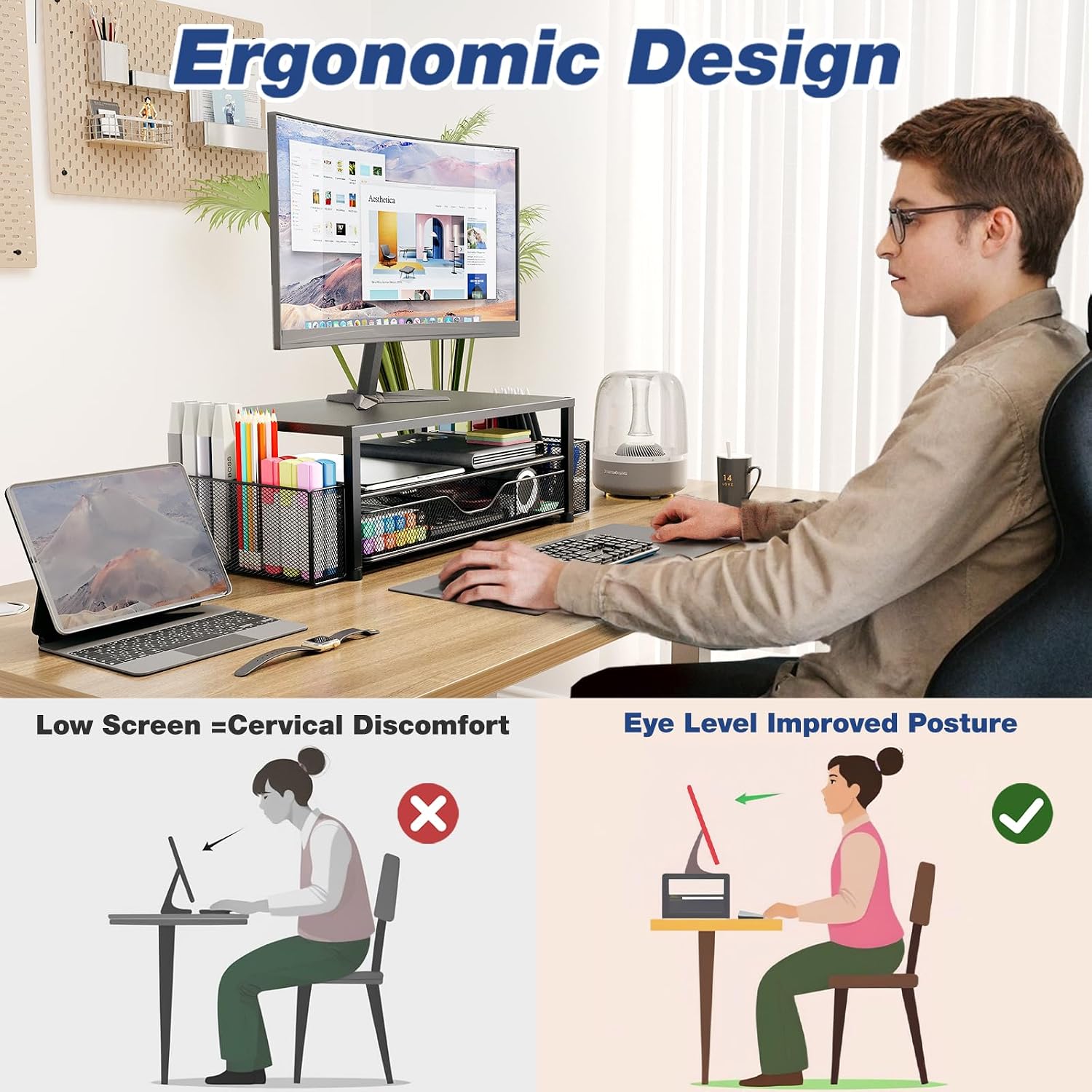 Thumbnail 1 de OPNICE Monitor Stand, 2-Tier