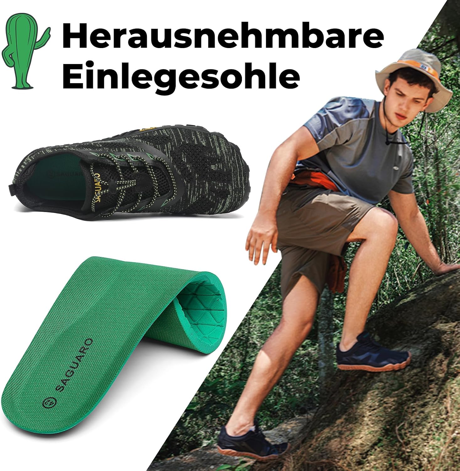Detalle de SAGUARO Unisex Barfußschuhe Outdoor – Barfuß Trail Laufschuh mit Zero-Drop, Gr. 36–48