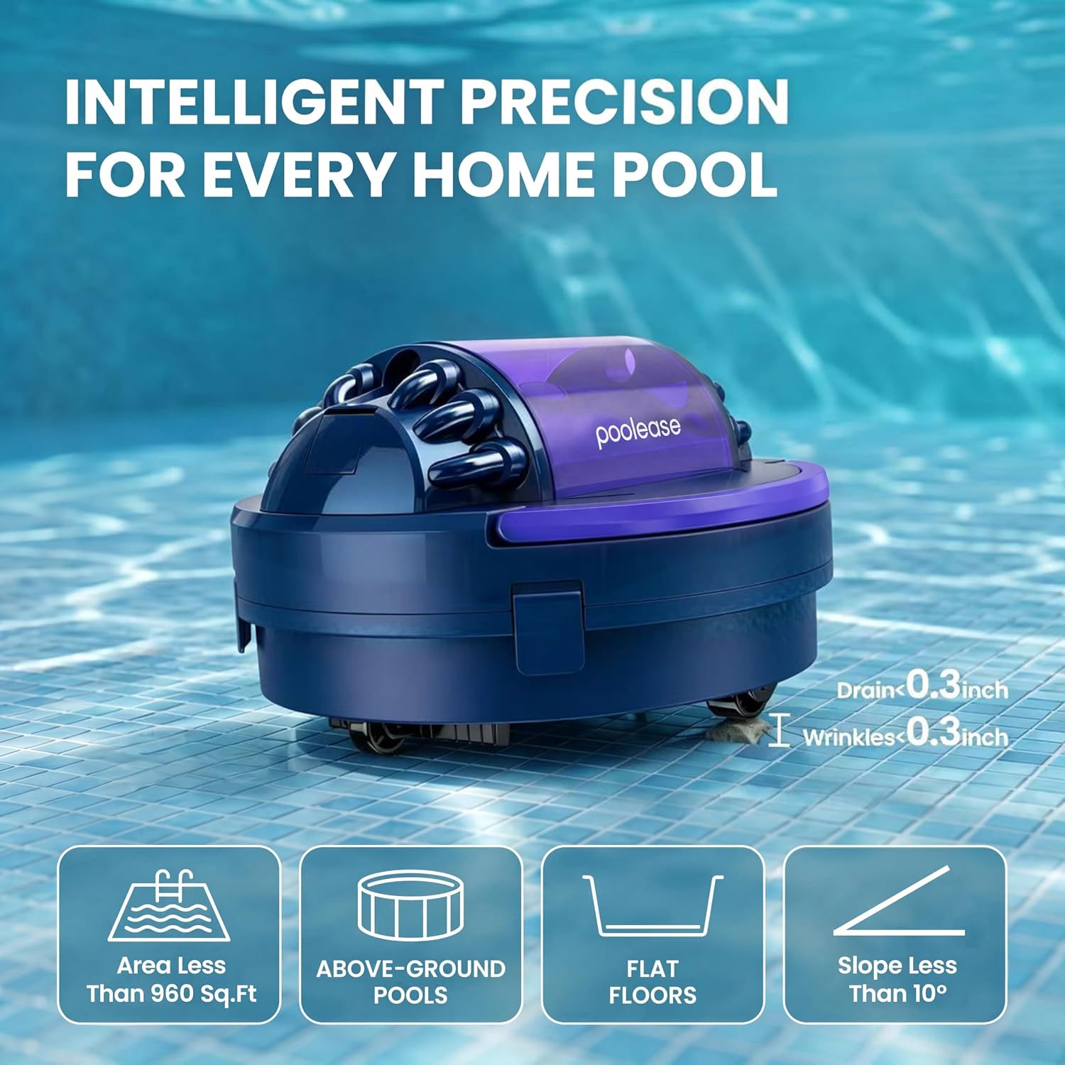 Thumbnail 6 de Poolease Cordless Pool Vacuum Robot with Dual Motors