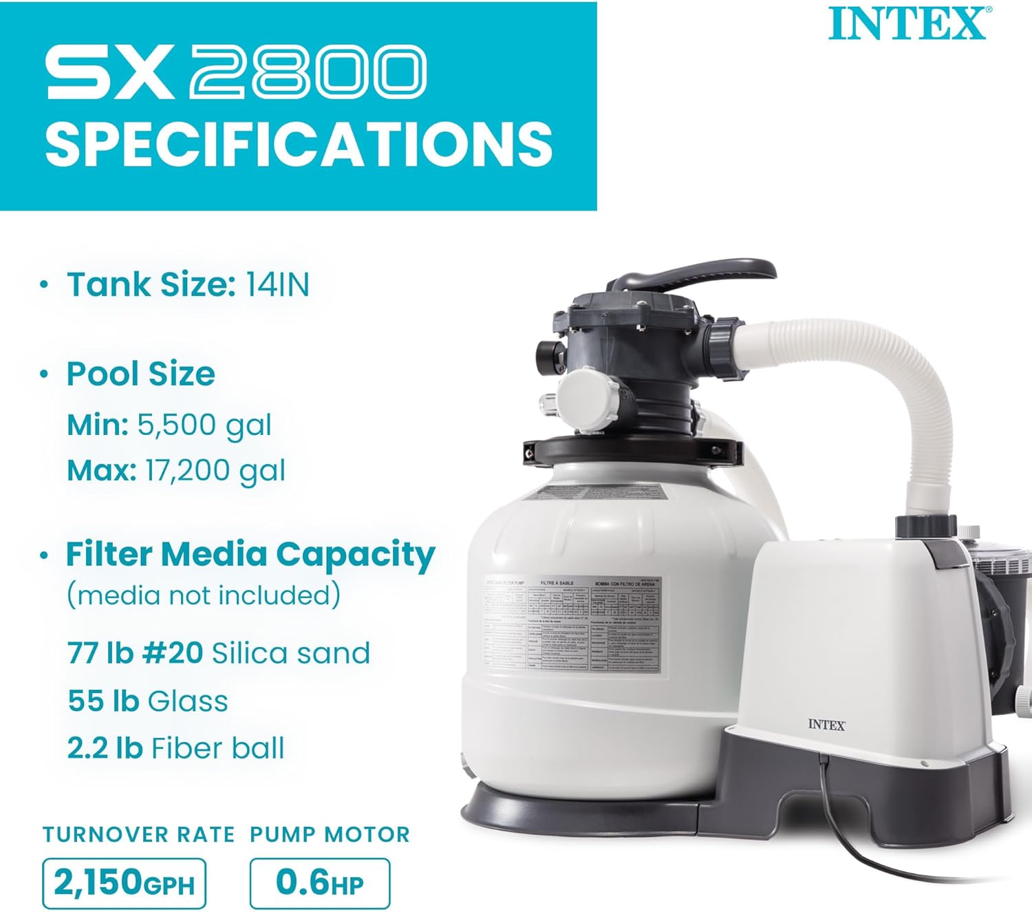 Thumbnail 2 de INTEX Krystal Clear 2,800 GPH Sand Pump